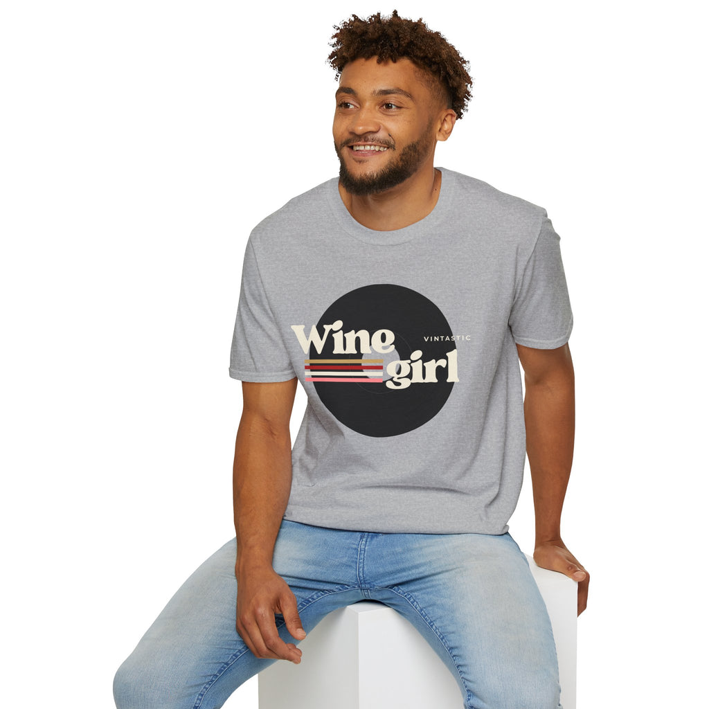 Wine Girl T-Shirt — Vintage Retro Striped Graphic Tee