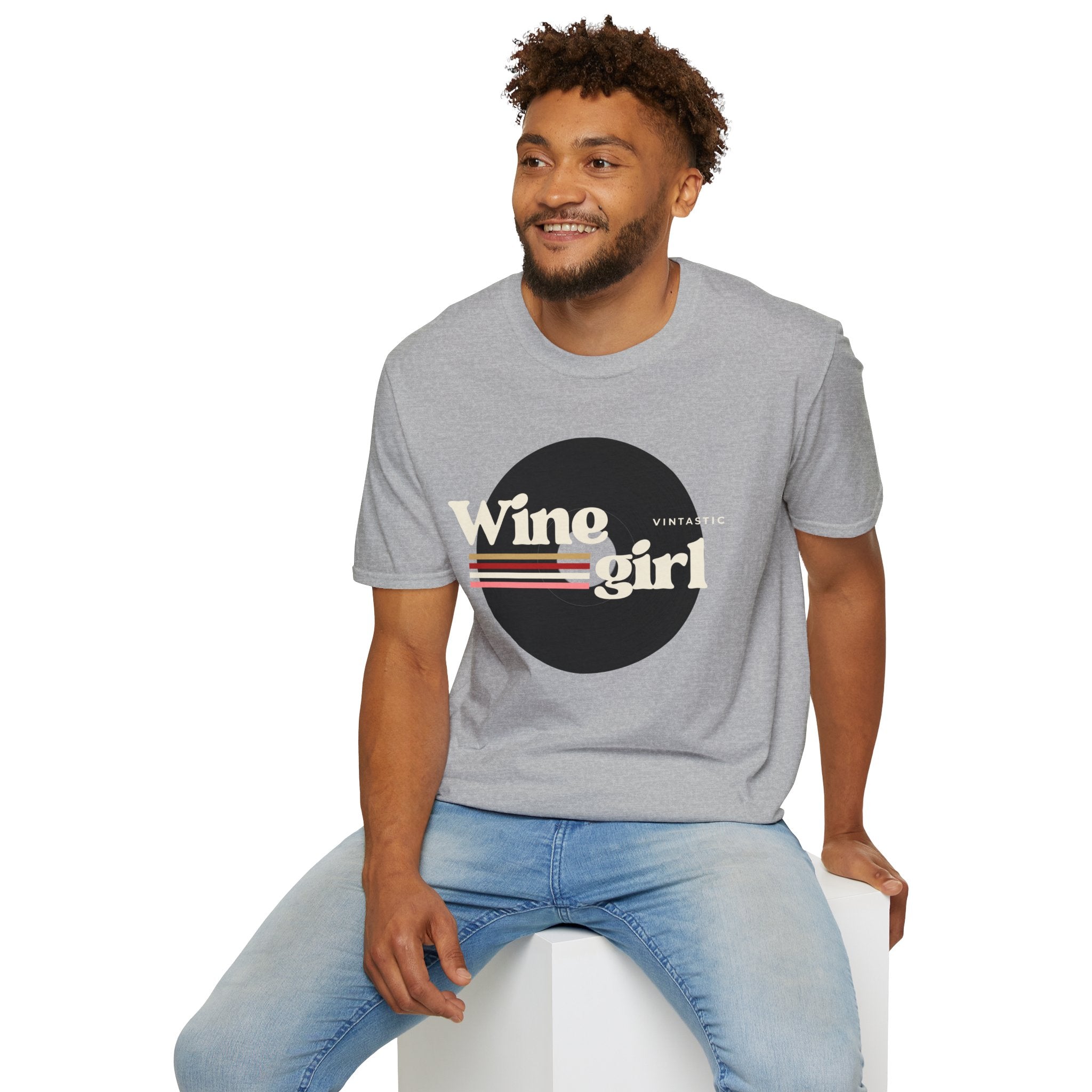 Wine Girl T-Shirt — Vintage Retro Striped Graphic Tee
