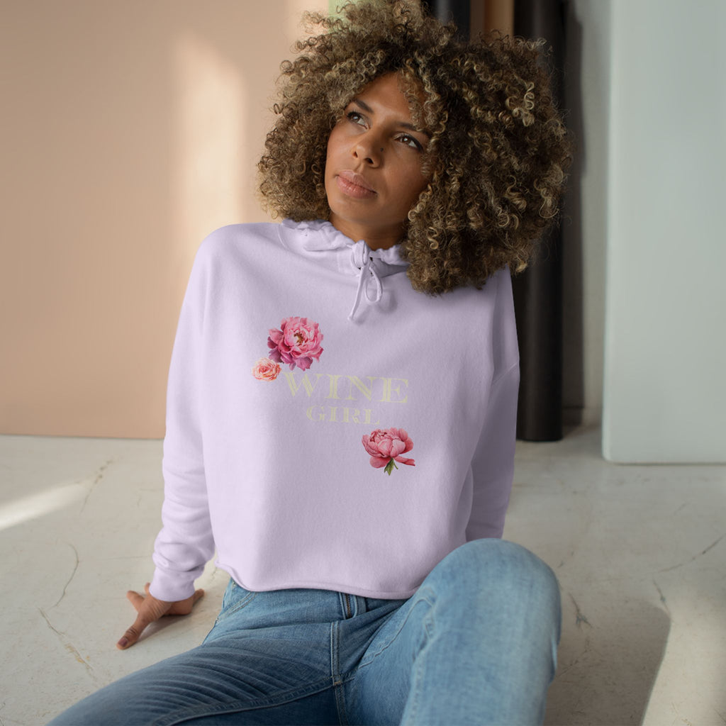 Wine Girl Cropped Hoodie — 'Vintastic' Floral Wine Lover Sweatshirt