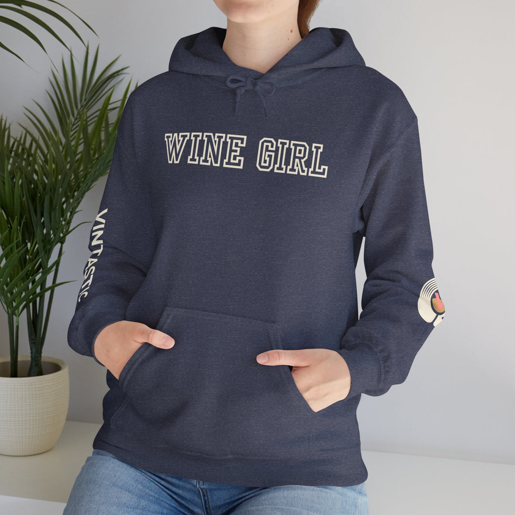 Vintastic Wine Girl Hoodie – Black Unisex Oversized Sweatshirt | Wine Lover Gift