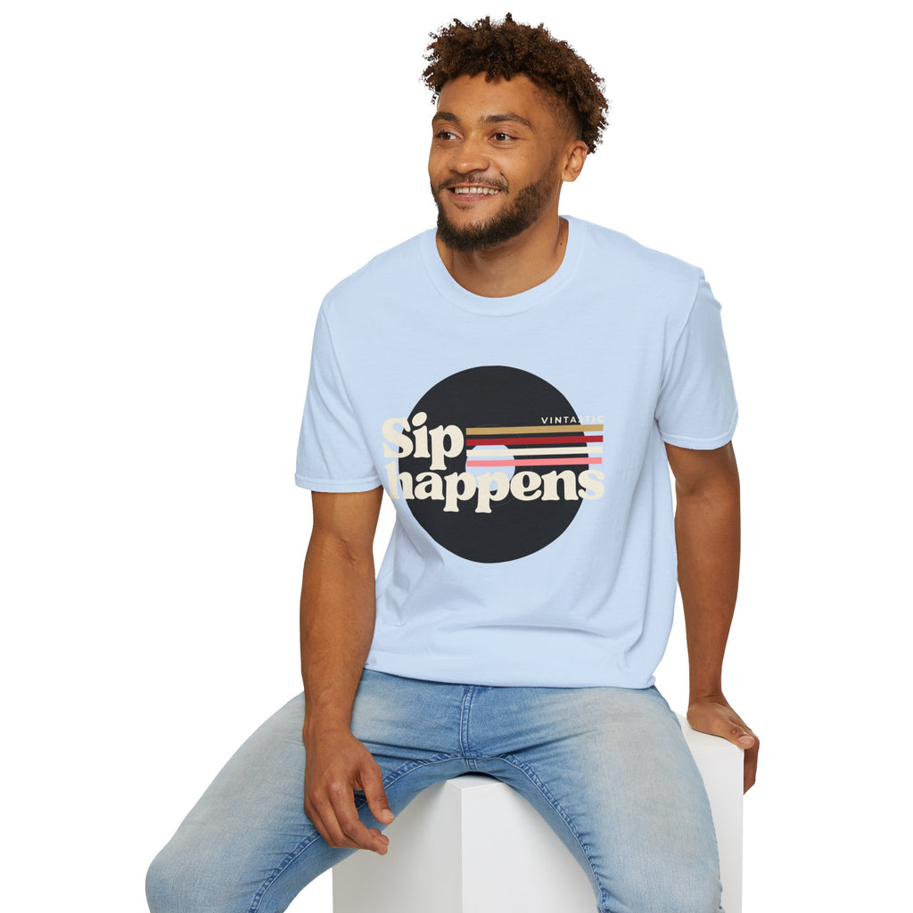 Sip Happens – Vintage Wine Tee (Vintastic™ Wine & Vinyl Collection)