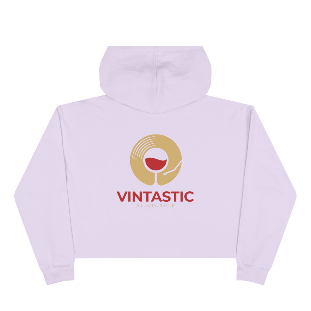 Vintastic Wine Crop Hoodie — Retro Vinyl Wine Logo Cropped Sweatshirt
