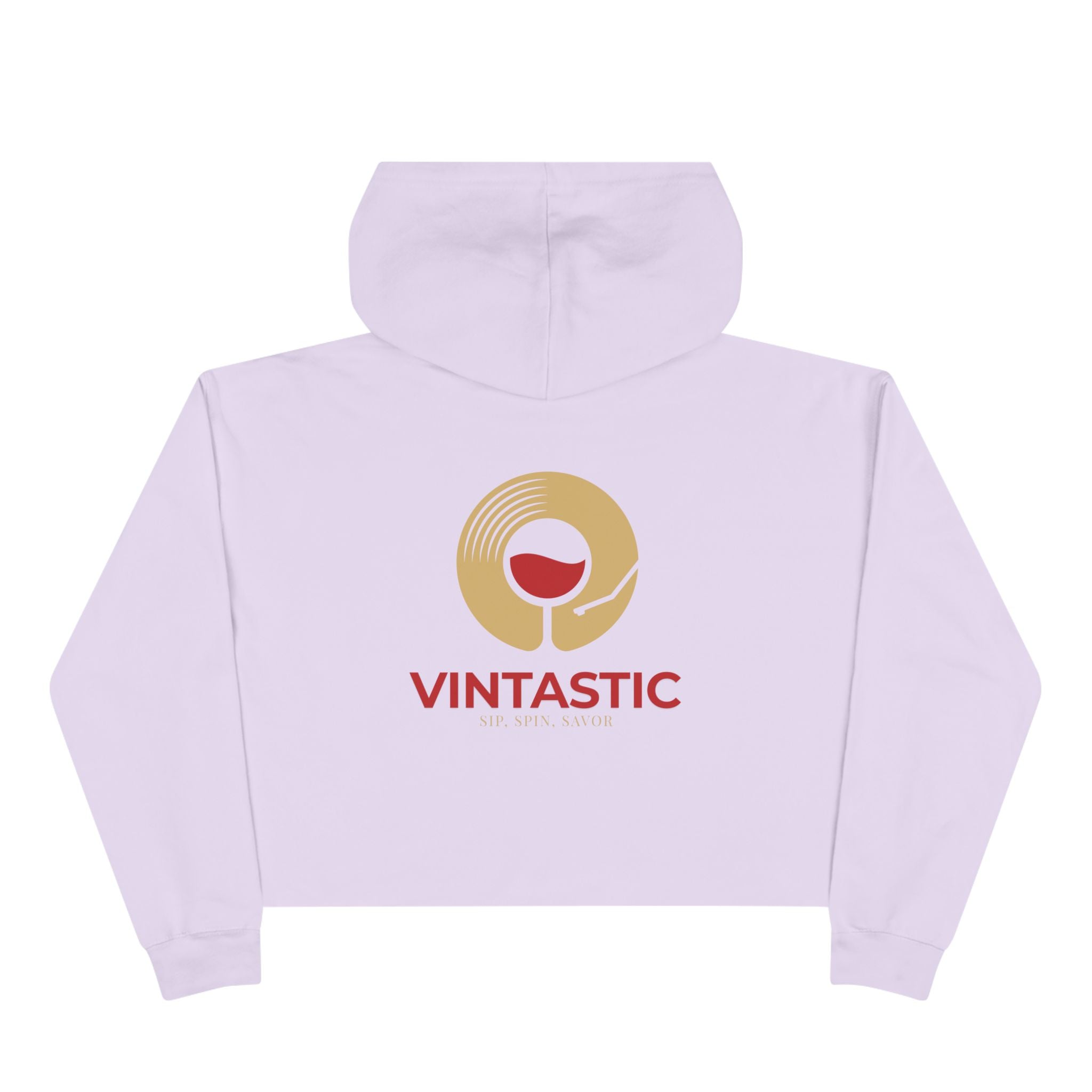 Vintastic Wine Crop Hoodie — Retro Vinyl Wine Logo Cropped Sweatshirt