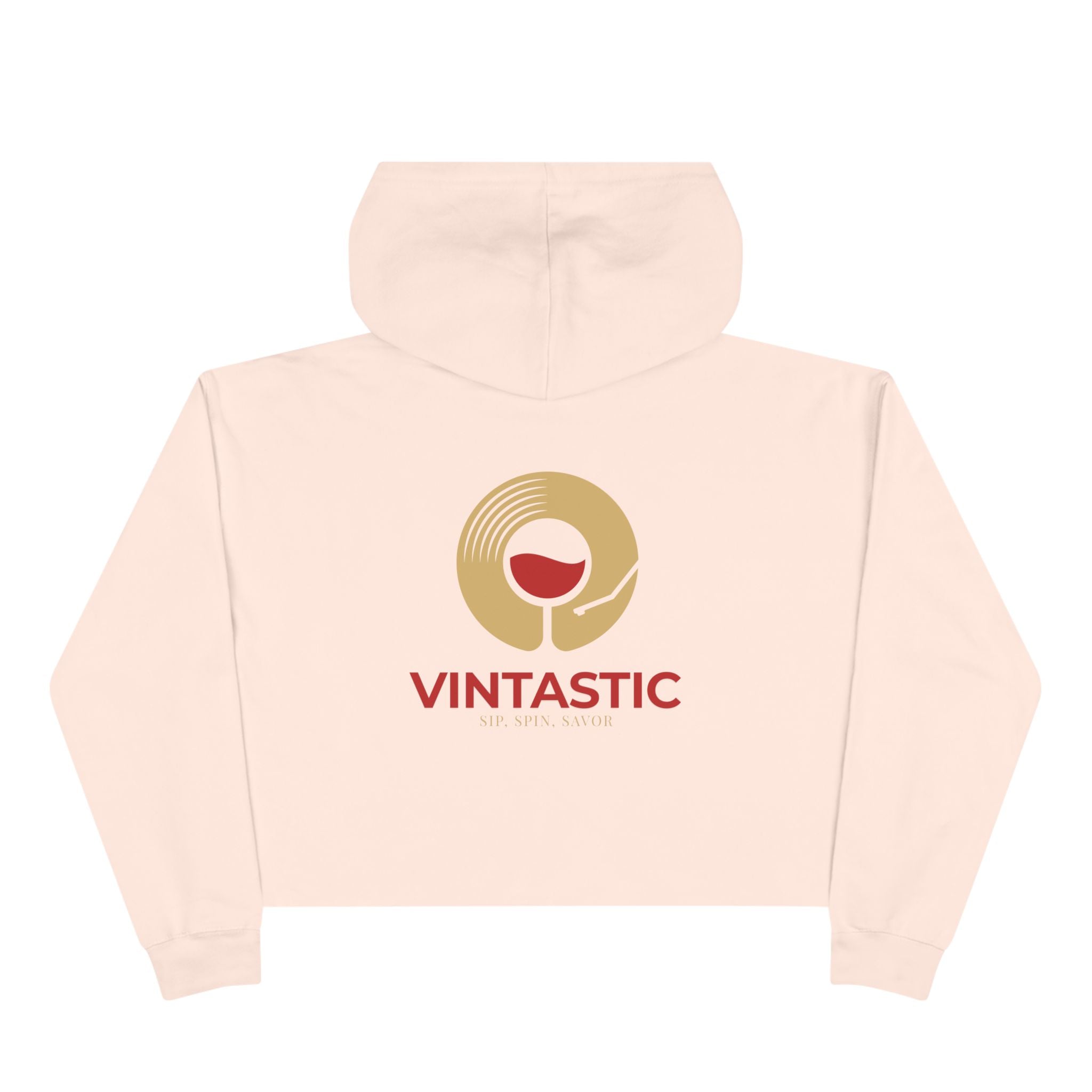 Vintastic Wine Crop Hoodie — Retro Vinyl Wine Logo Cropped Sweatshirt