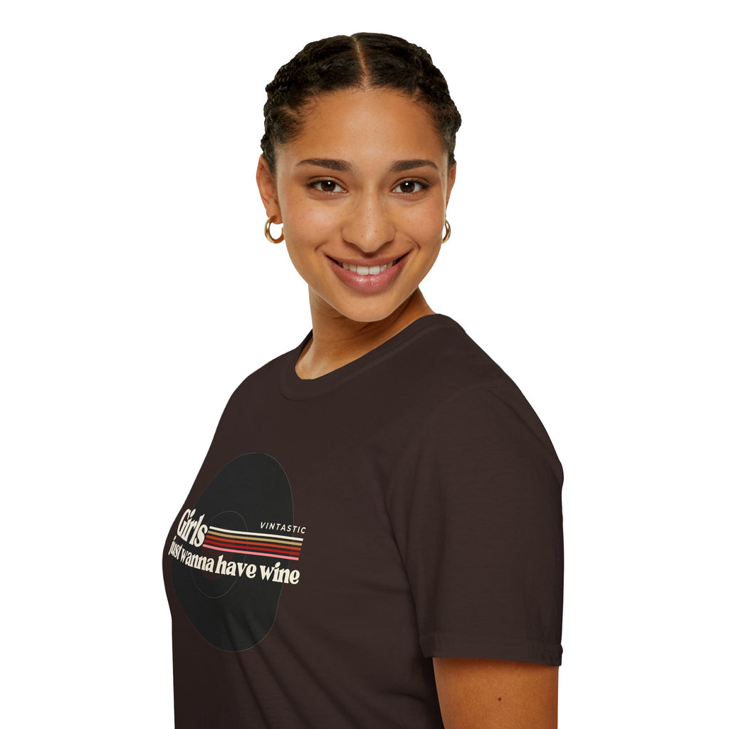 Girls Just Wanna Have Wine T-Shirt | Women’s Wine Lover Tee | Wine & Vinyl Collection