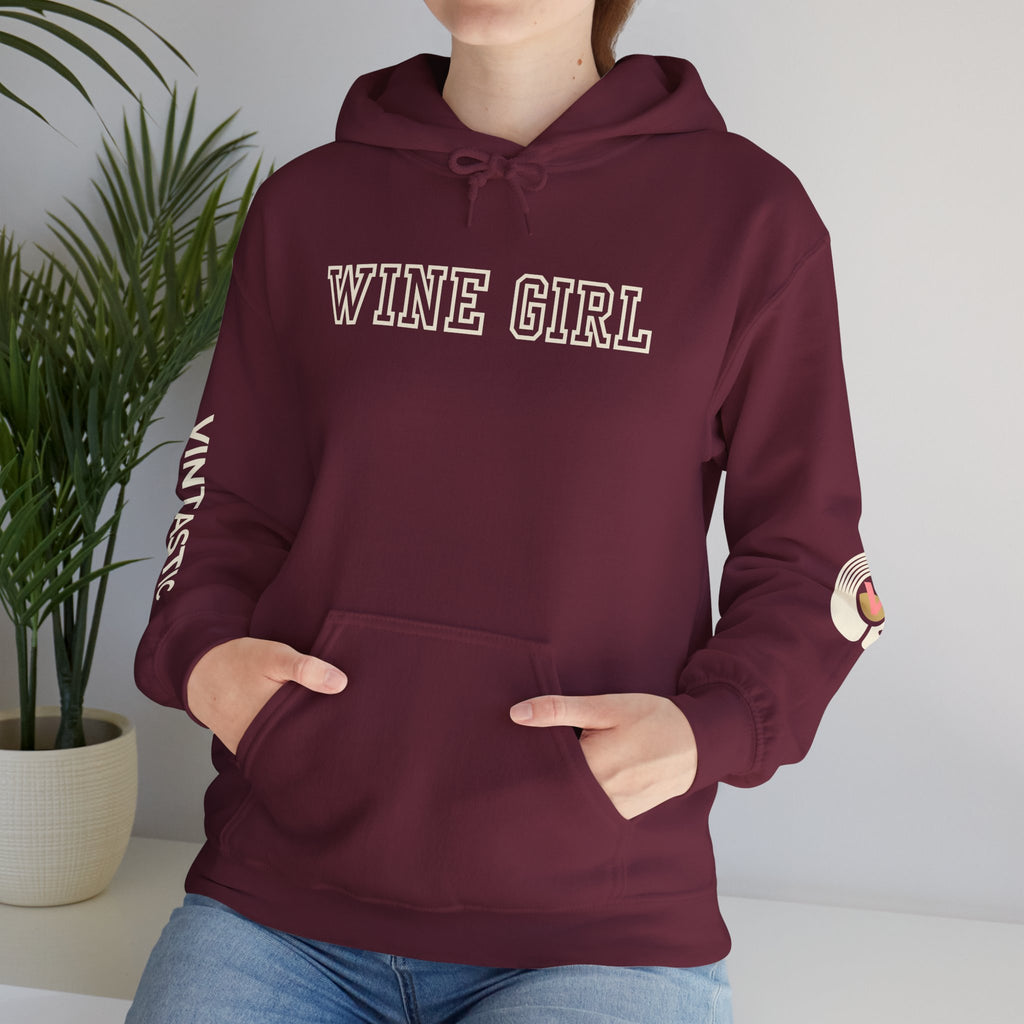 Vintastic Wine Girl Hoodie – Black Unisex Oversized Sweatshirt | Wine Lover Gift