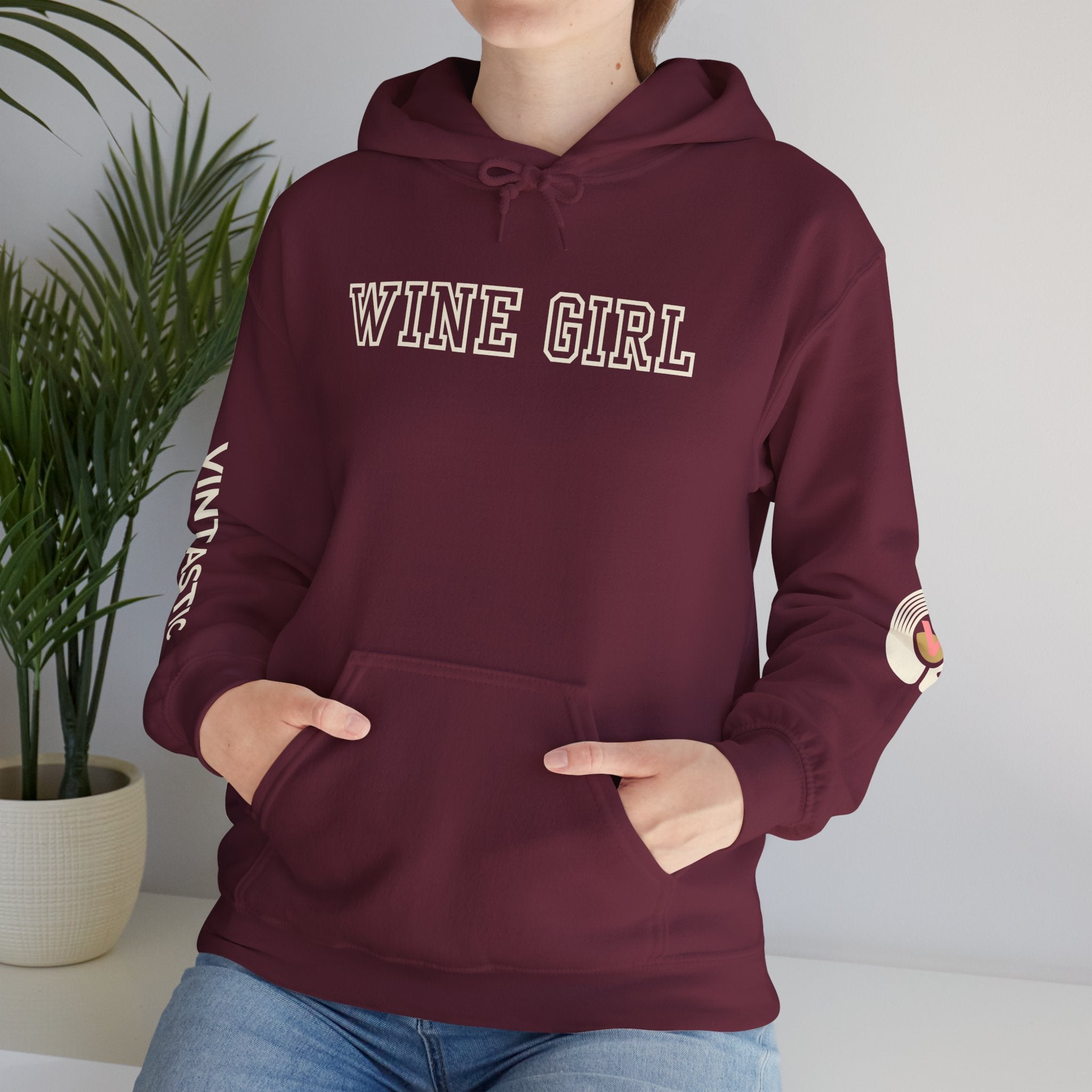 Vintastic Wine Girl Hoodie – Black Unisex Oversized Sweatshirt | Wine Lover Gift