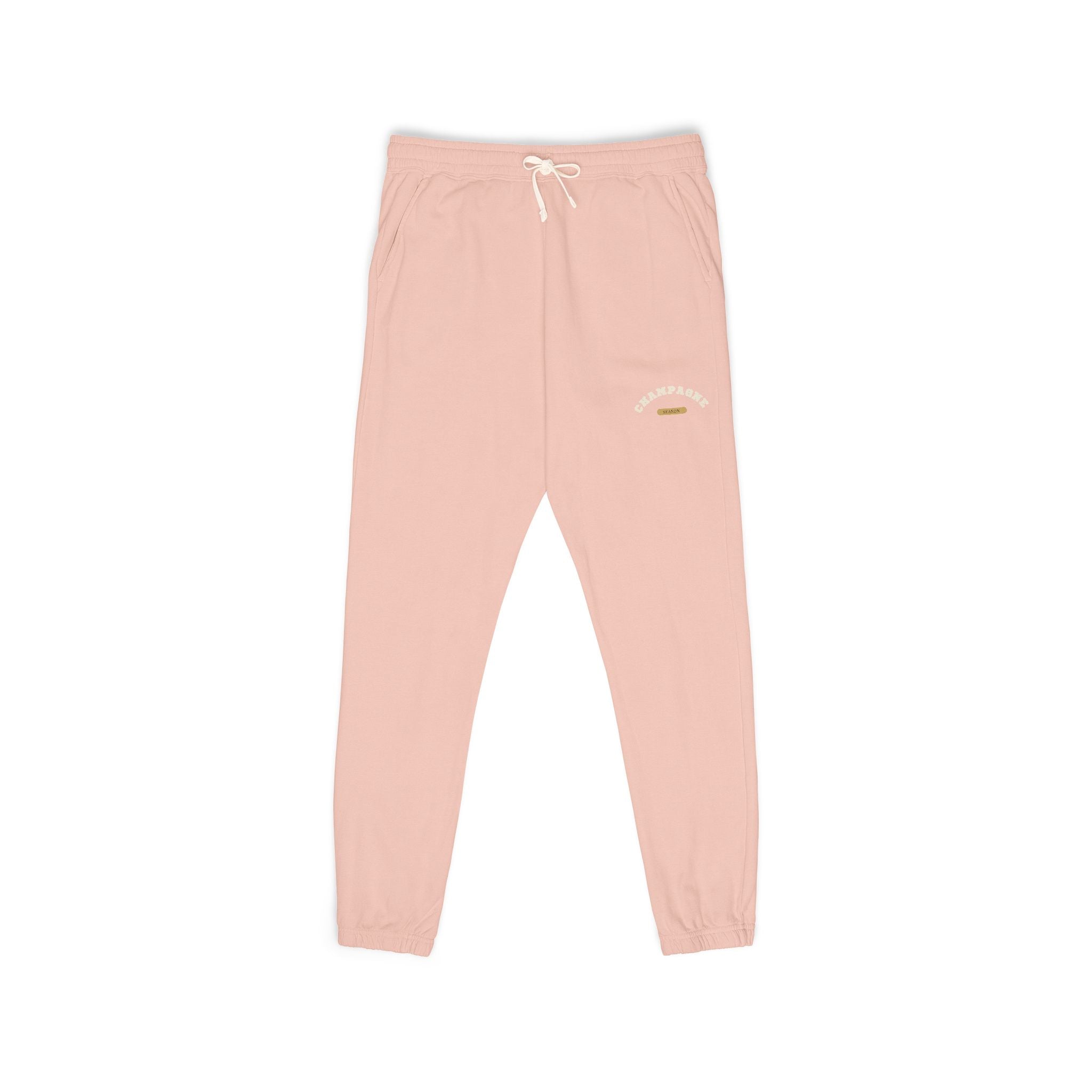 Cozy Champagne Season Sweatpants — Garment-Dyed Fleece Joggers with 'Canyon Club' Logo