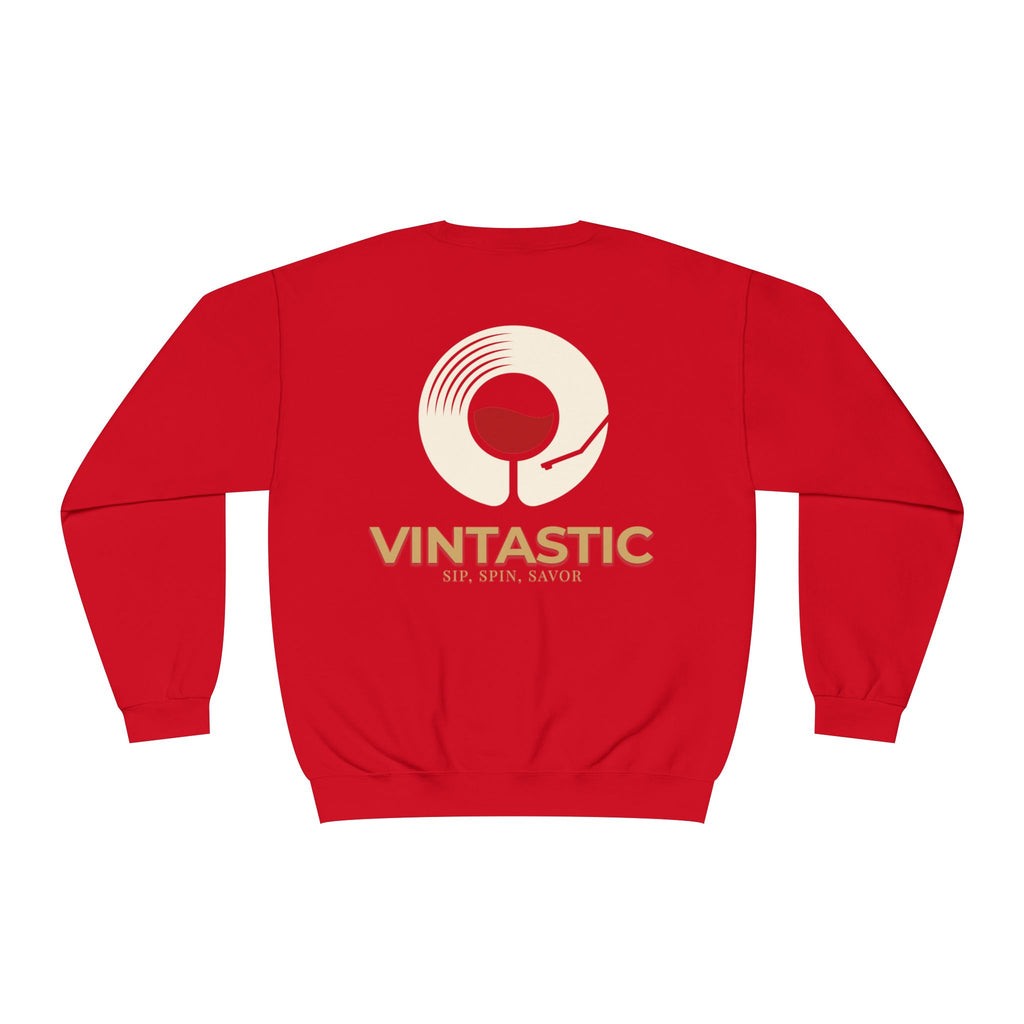 Vintastic Crewneck Sweatshirt — 'Sip Spin Savor' Wine Lover Pullover