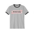 Wine Girl Retro Unisex Cotton Ringer T-Shirt