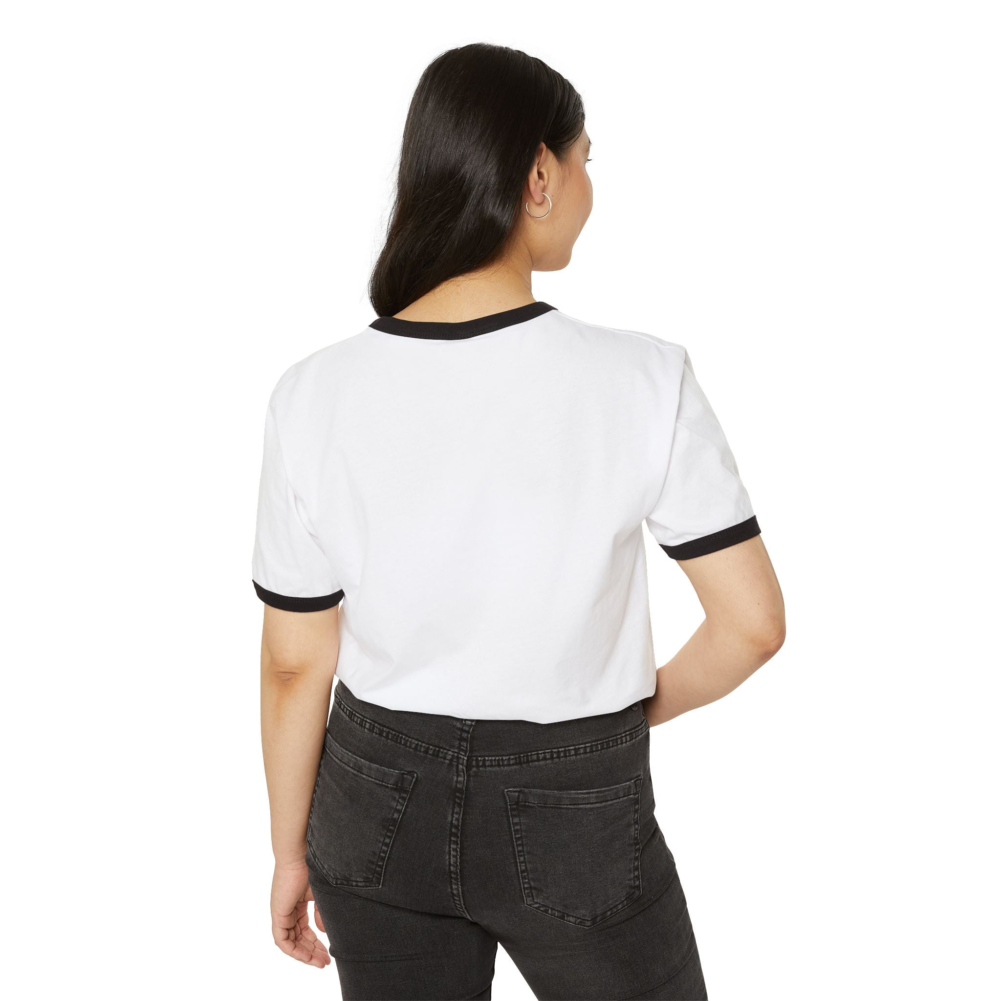Wine Girl Retro Unisex Cotton Ringer T-Shirt