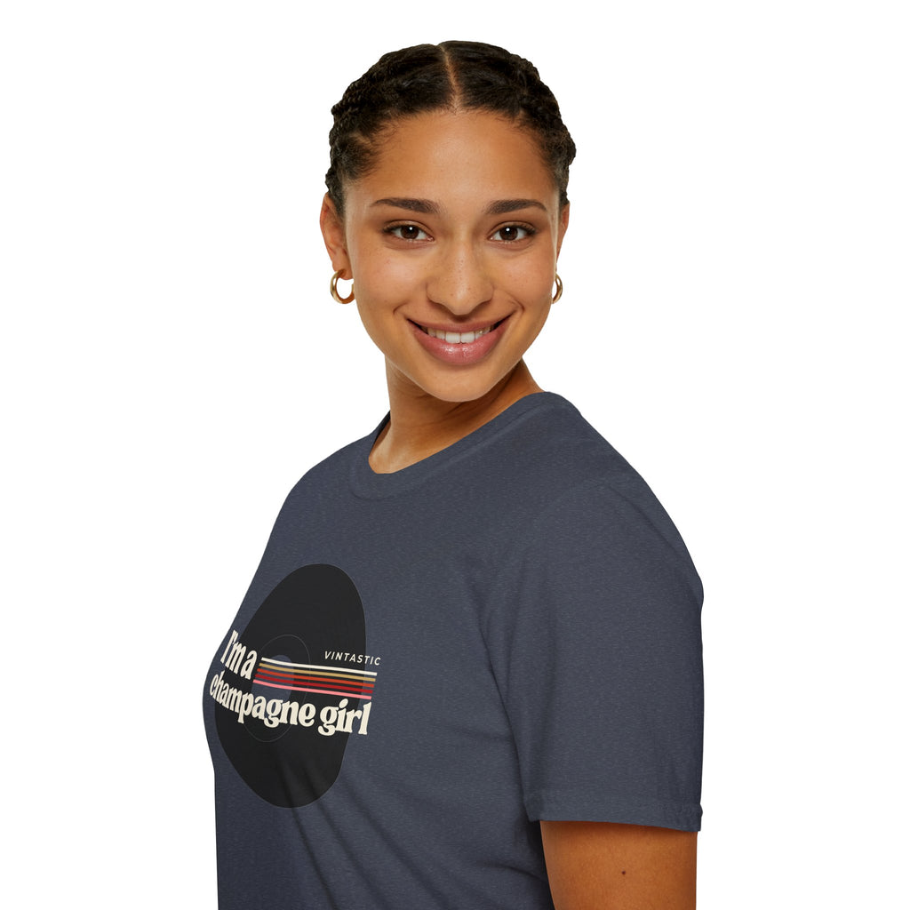 I’m a Champagne Girl Tee – Retro Vinyl Design | Vintastic Wine & Bubbly Collection