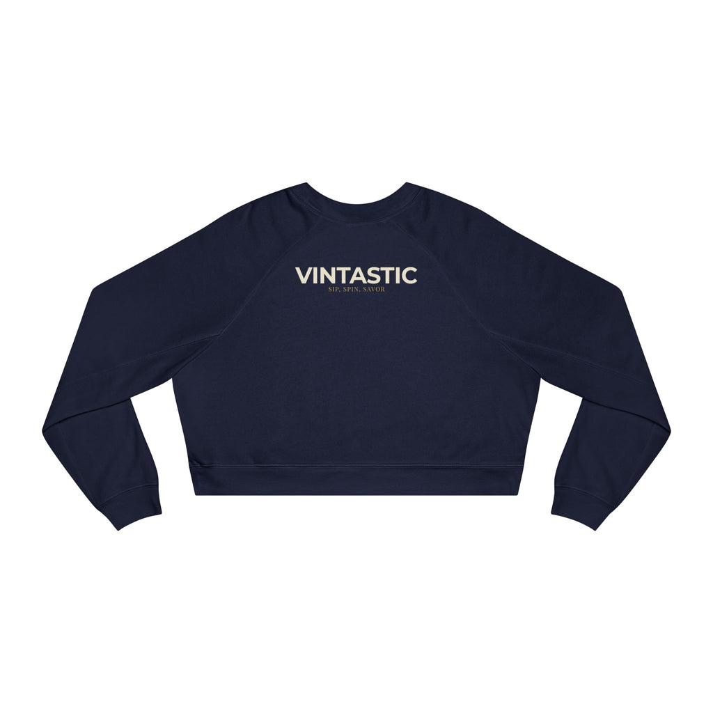 Cropped Pullover — "Champagne Vintastic" Retro Wine Graphic