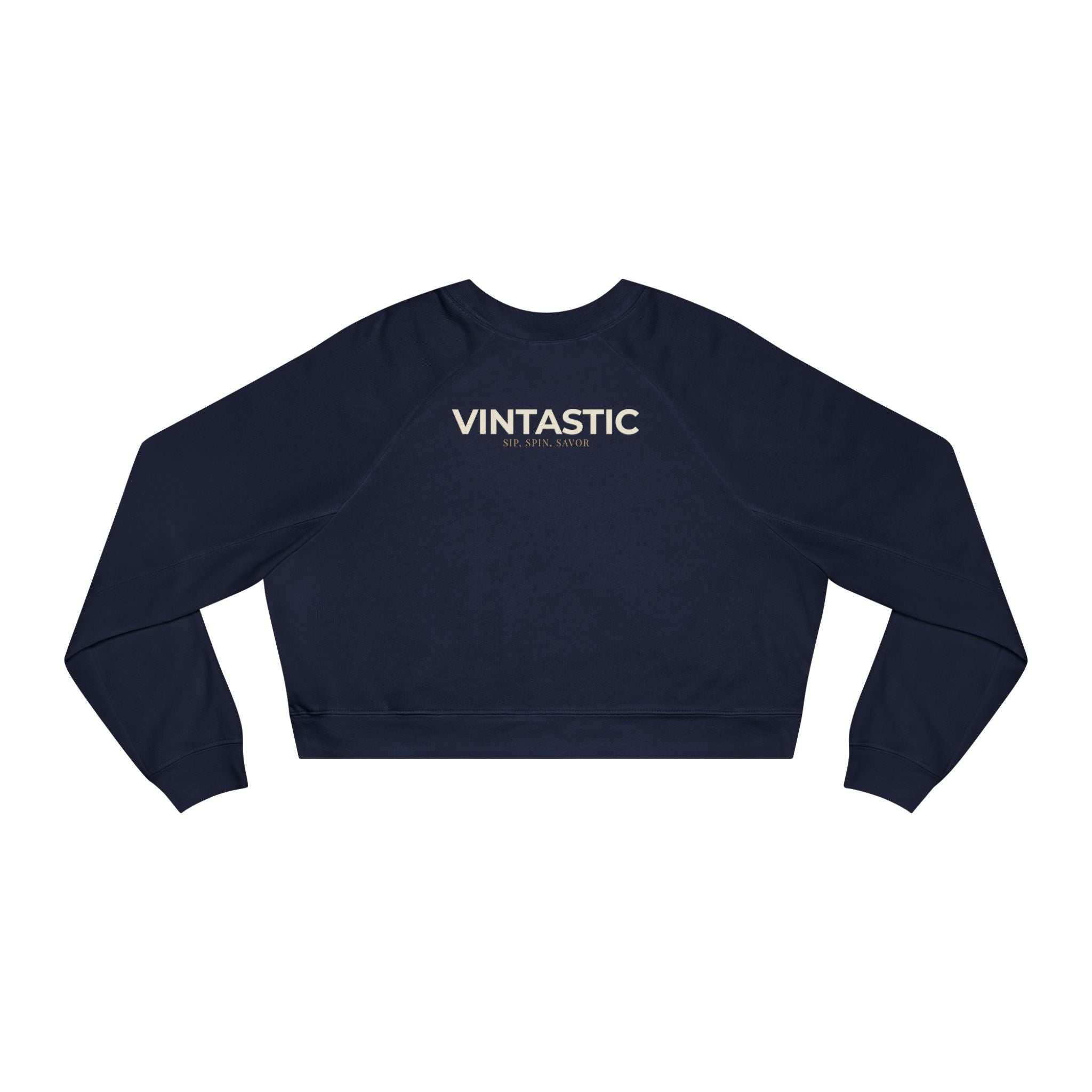 Cropped Pullover — "Champagne Vintastic" Retro Wine Graphic