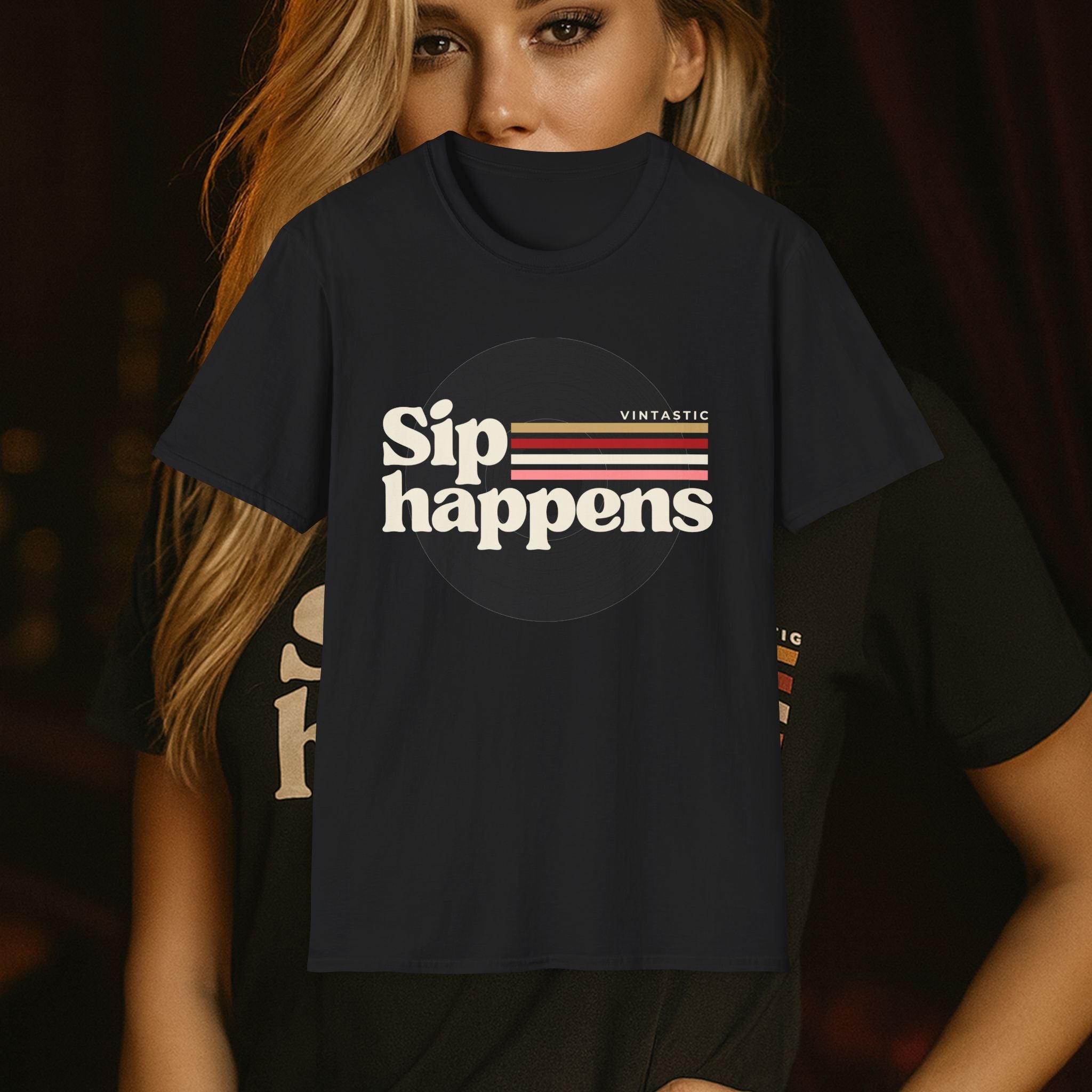 Sip Happens – Vintage Wine Tee (Vintastic™ Wine & Vinyl Collection)