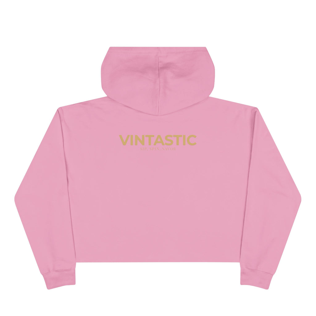 Wine Girl Vintastic Crop Hoodie — White Logo Cropped Pullover