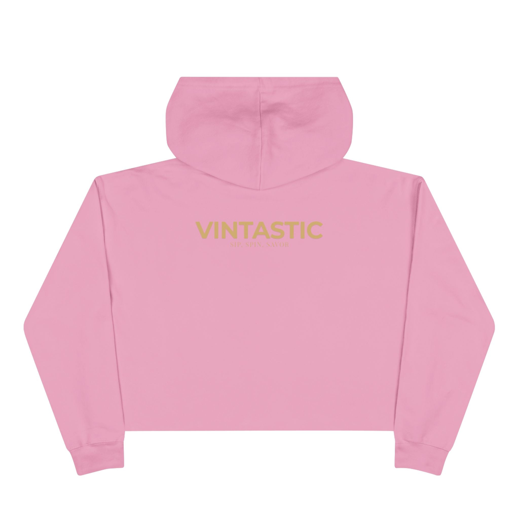 Wine Girl Vintastic Crop Hoodie — White Logo Cropped Pullover