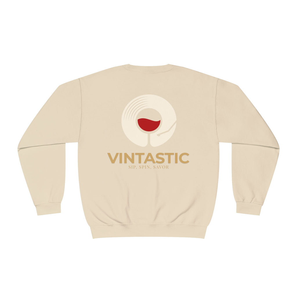 Vintastic Crewneck Sweatshirt — 'Sip Spin Savor' Wine Lover Pullover