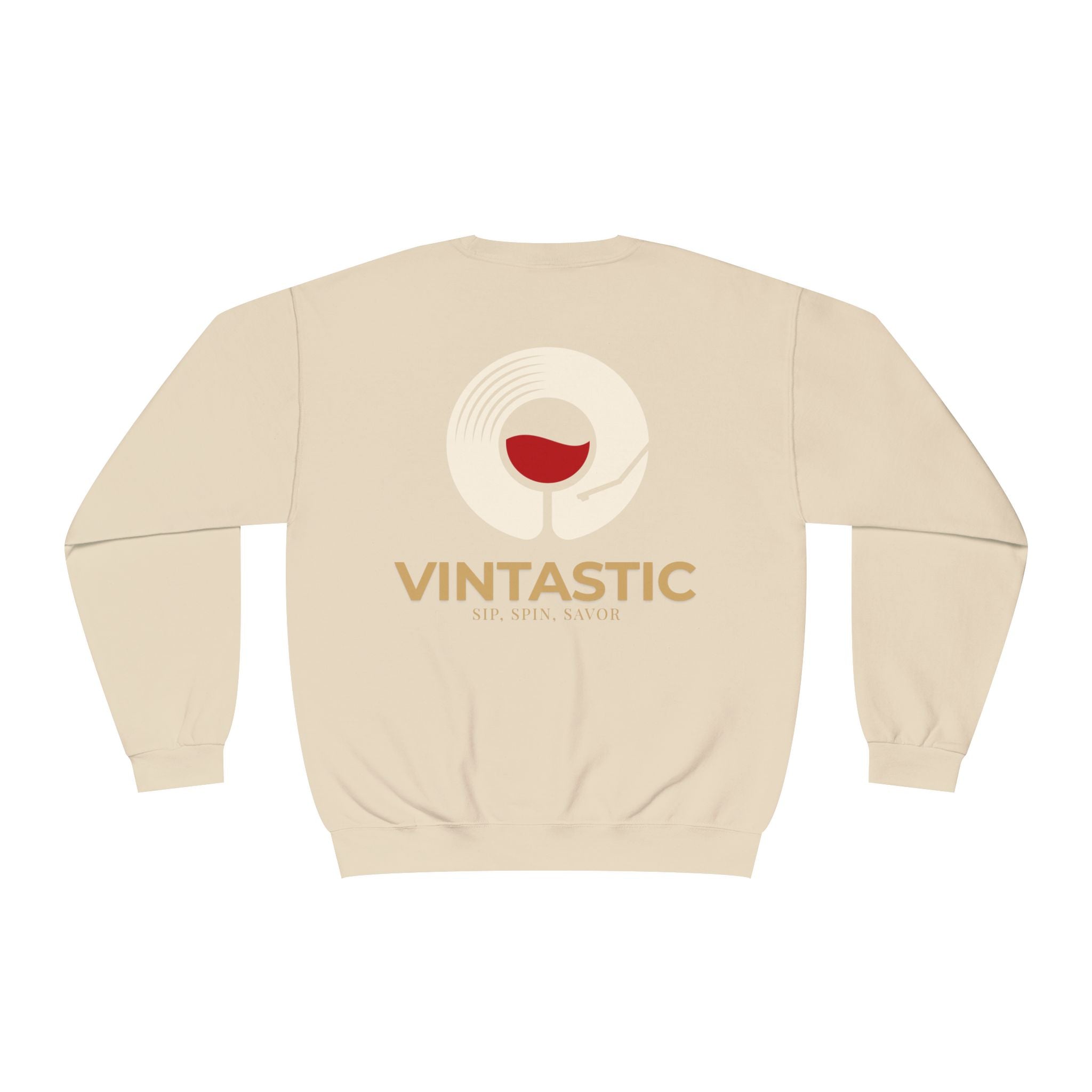Vintastic Crewneck Sweatshirt — 'Sip Spin Savor' Wine Lover Pullover