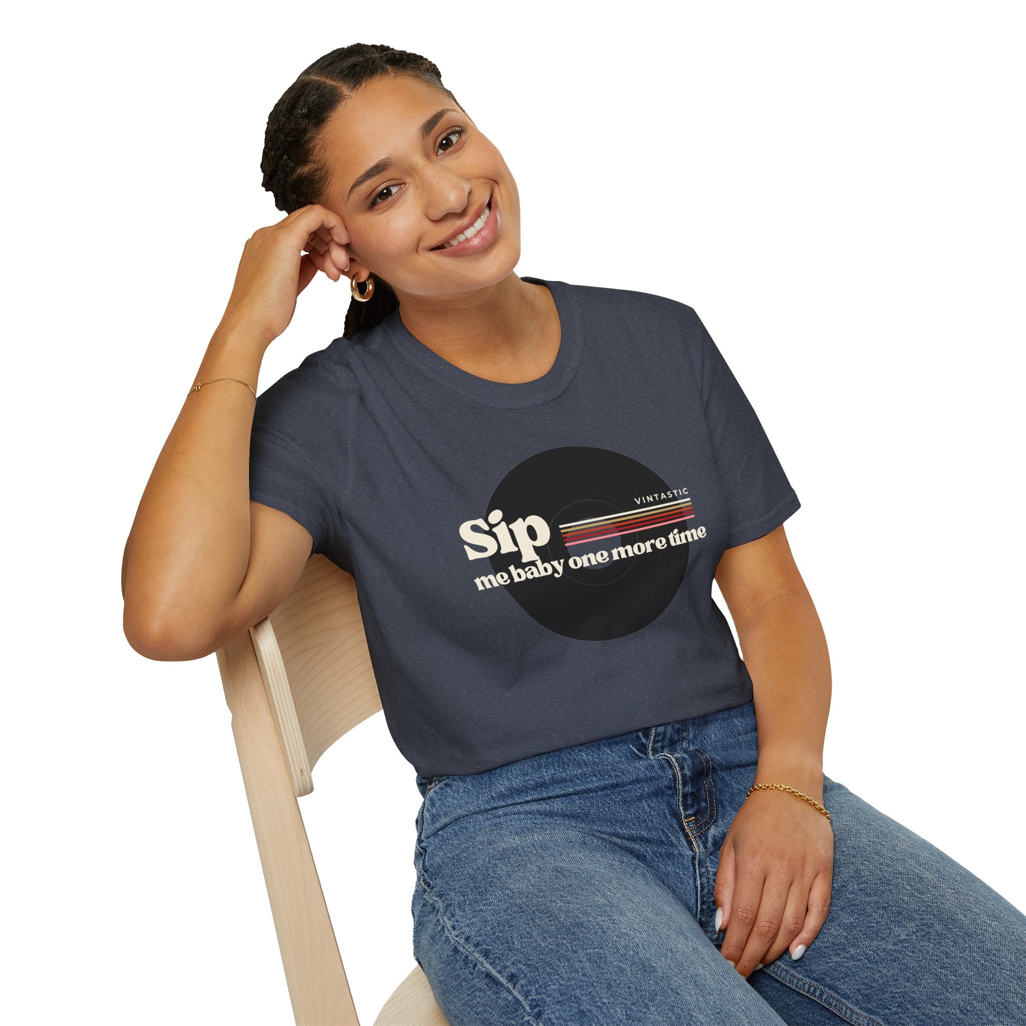 Sip Me Baby One More Time Tee – Retro Vinyl Wine Girl Style