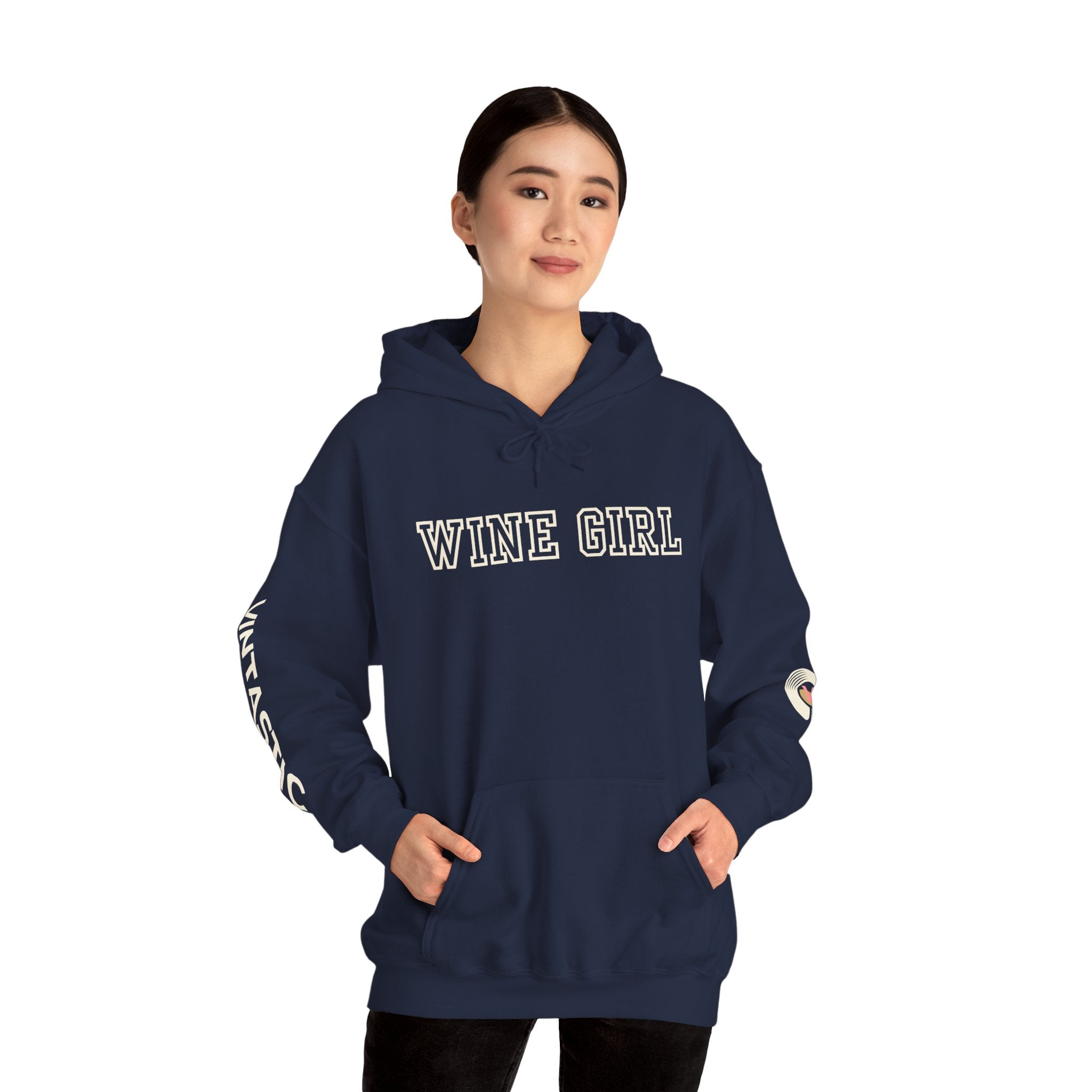 Vintastic Wine Girl Hoodie – Black Unisex Oversized Sweatshirt | Wine Lover Gift