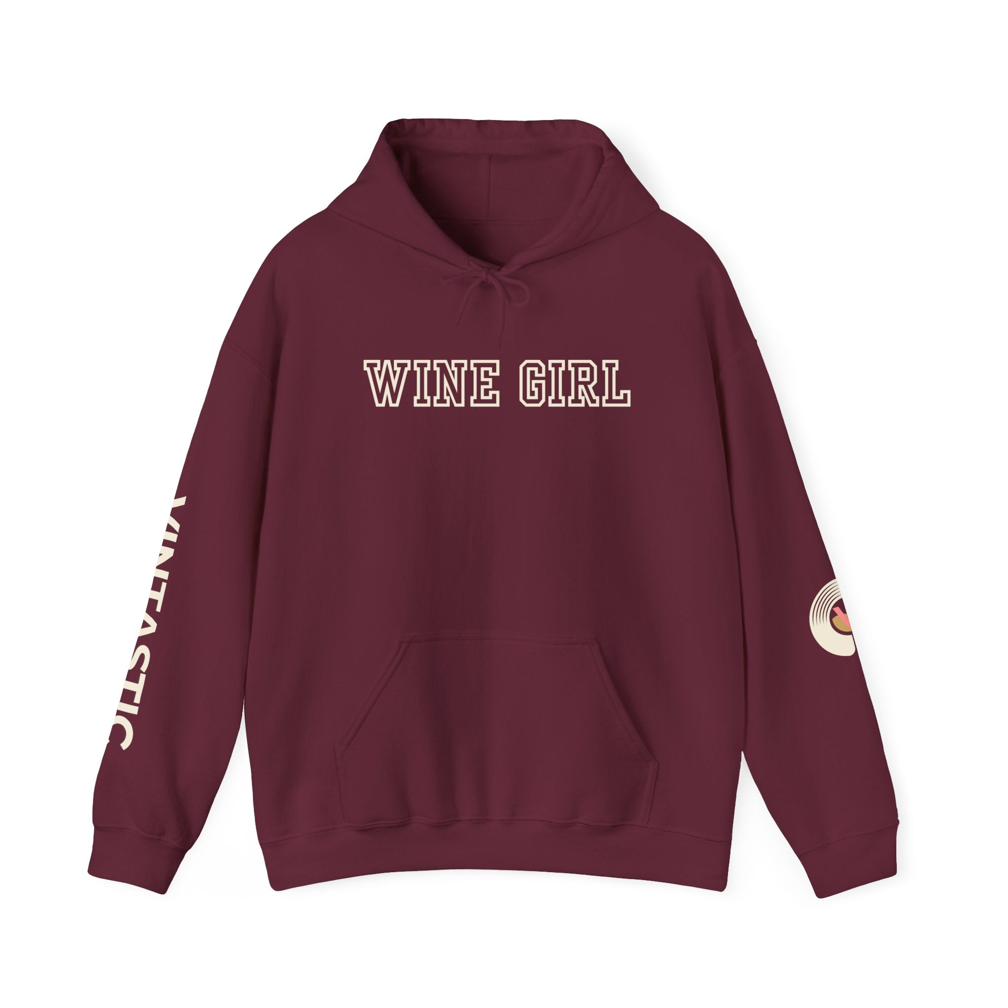 Vintastic Wine Girl Hoodie – Black Unisex Oversized Sweatshirt | Wine Lover Gift