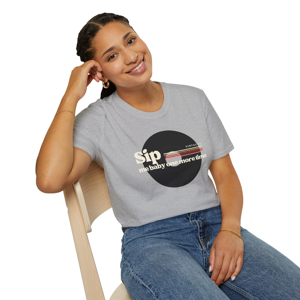 Sip Me Baby One More Time Tee – Retro Vinyl Wine Girl Style