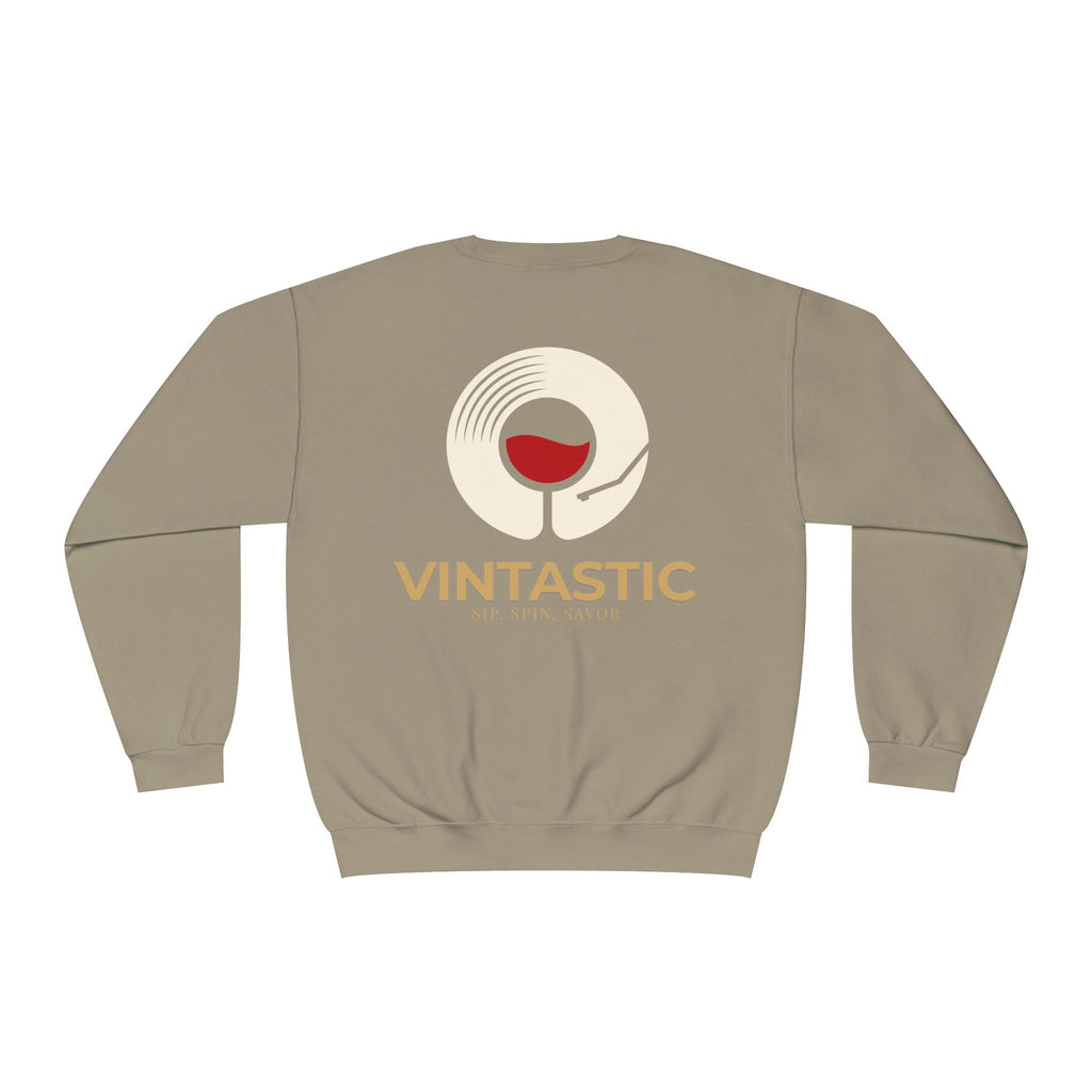 Vintastic Crewneck Sweatshirt — 'Sip Spin Savor' Wine Lover Pullover