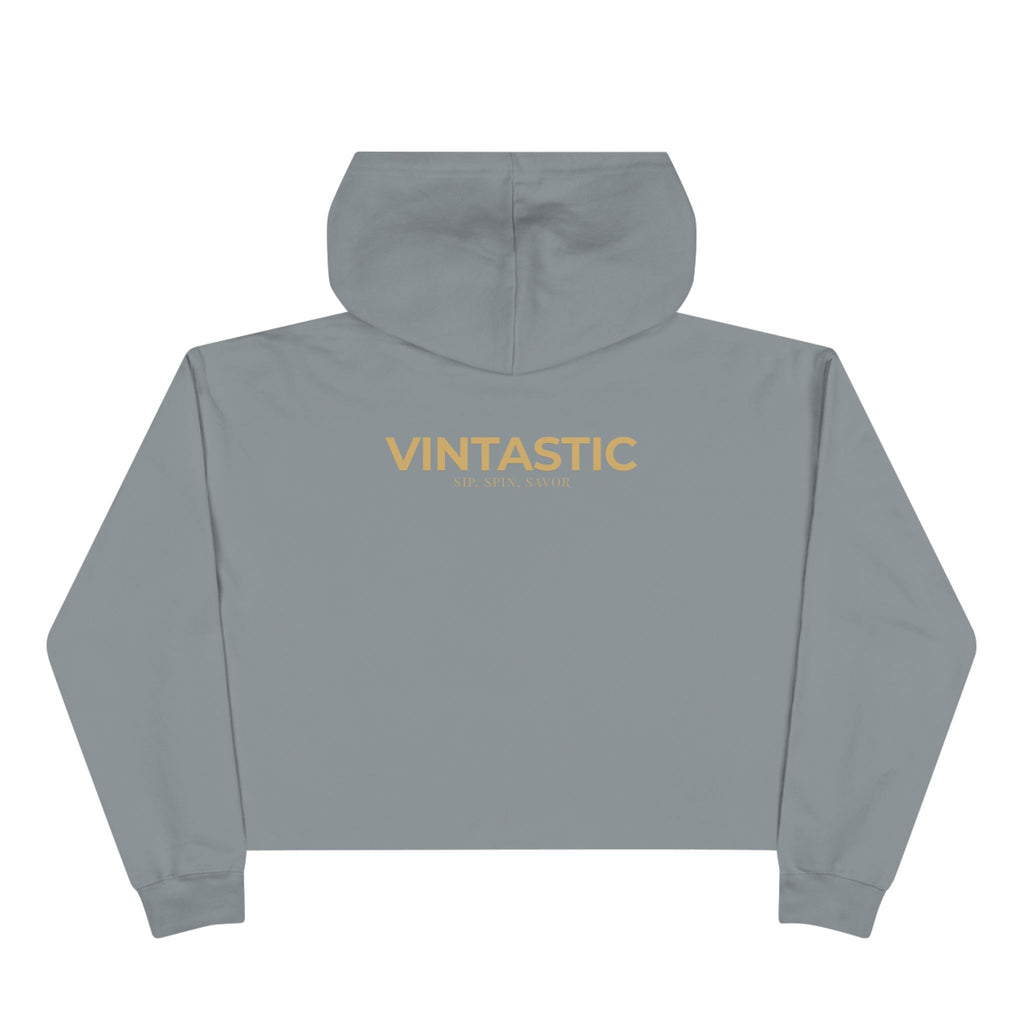 Wine Girl Vintastic Crop Hoodie — White Logo Cropped Pullover
