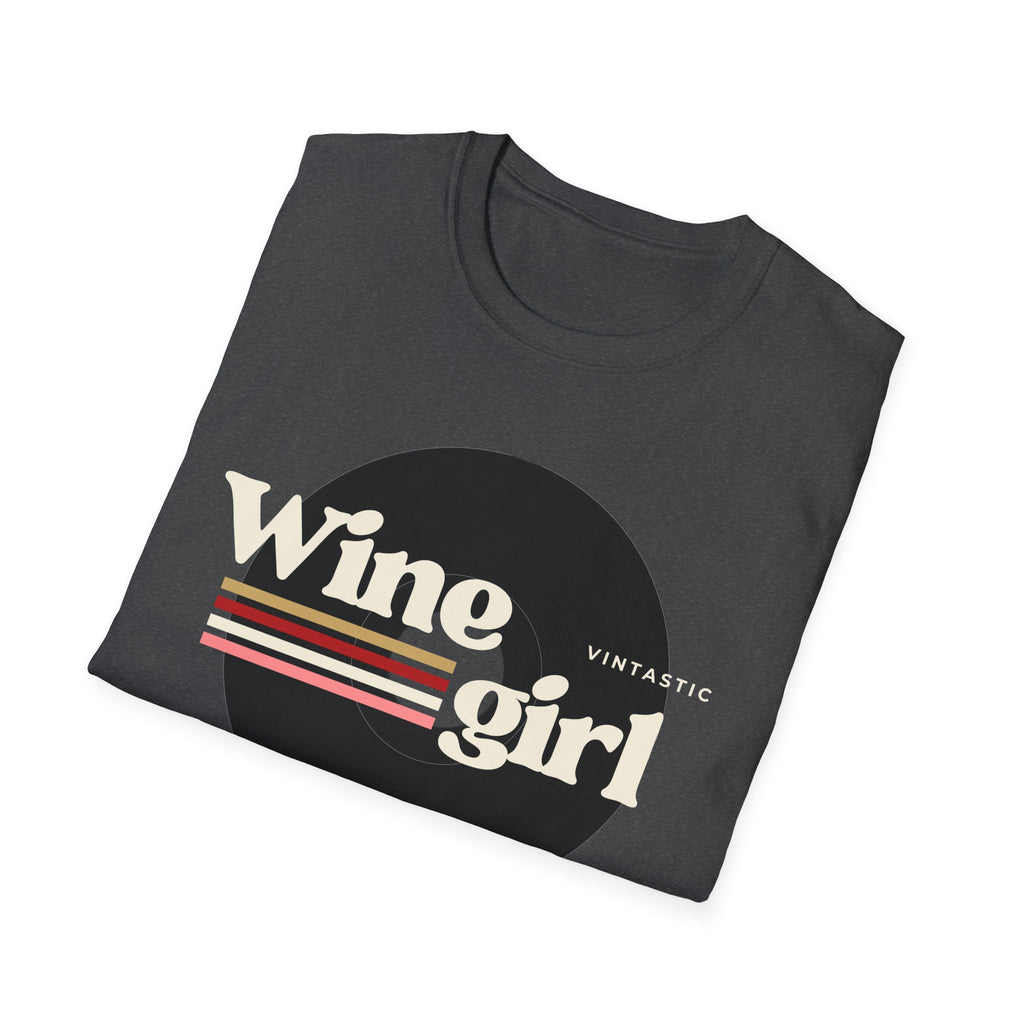 Wine Girl T-Shirt — Vintage Retro Striped Graphic Tee