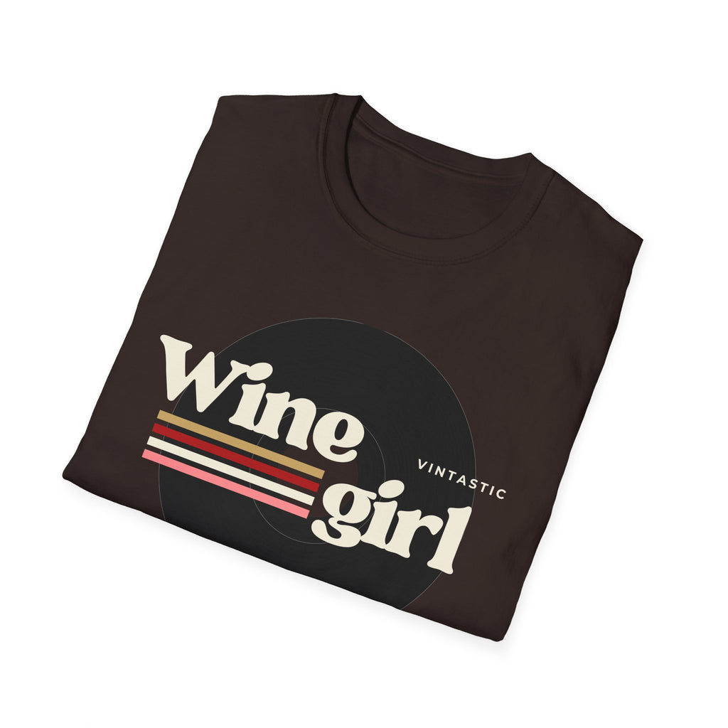 Wine Girl T-Shirt — Vintage Retro Striped Graphic Tee