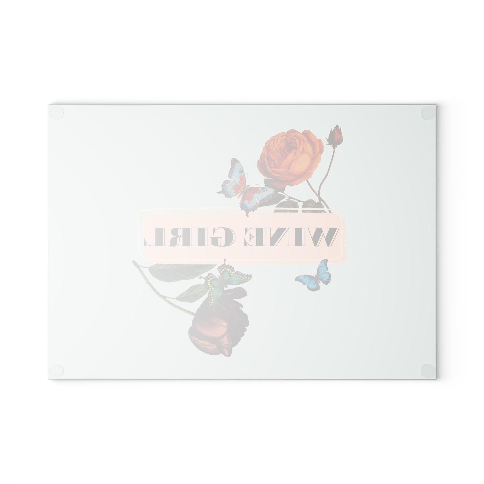 Wine Girl Glass Cutting Board — Floral Butterflies Kitchen Decor