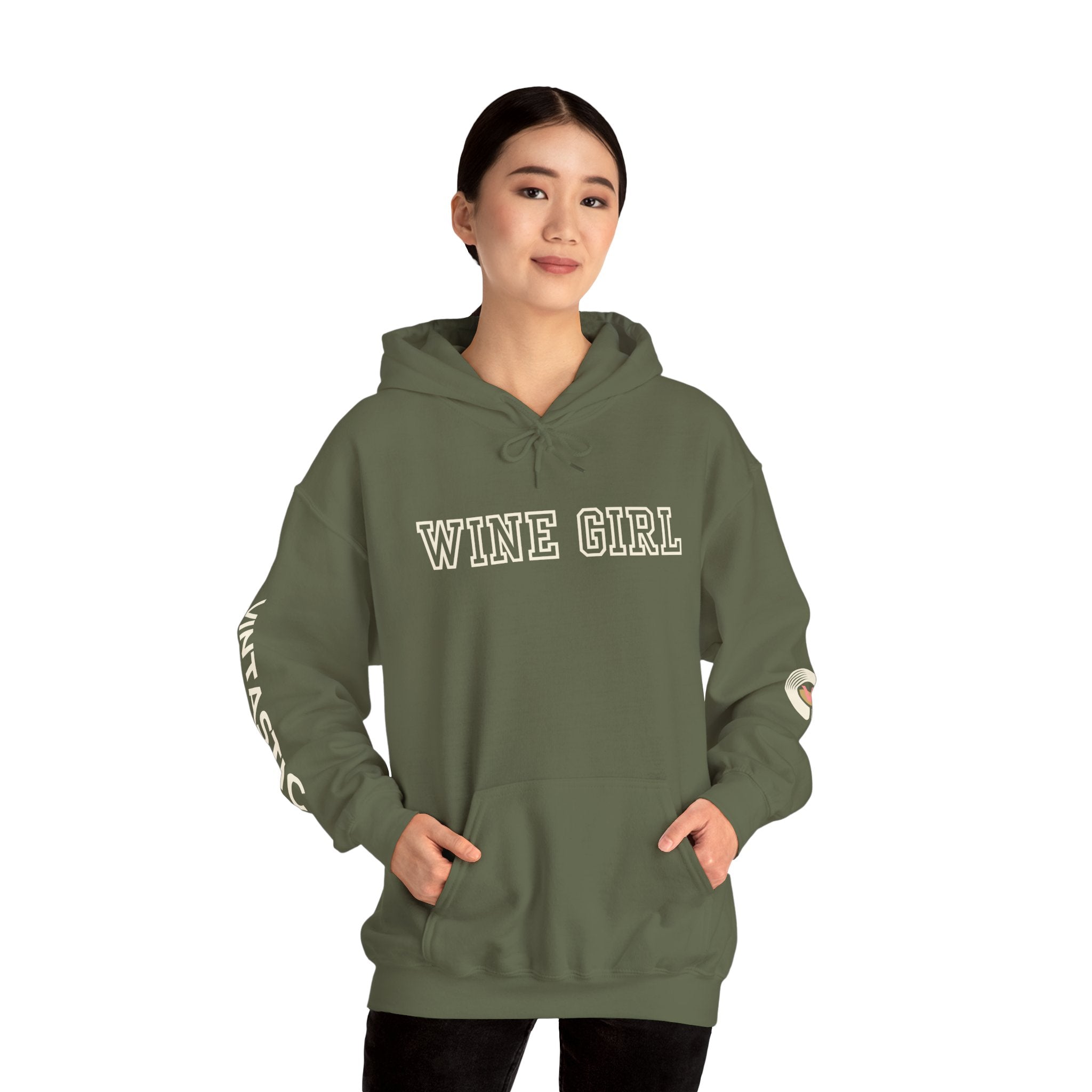 Vintastic Wine Girl Hoodie – Black Unisex Oversized Sweatshirt | Wine Lover Gift