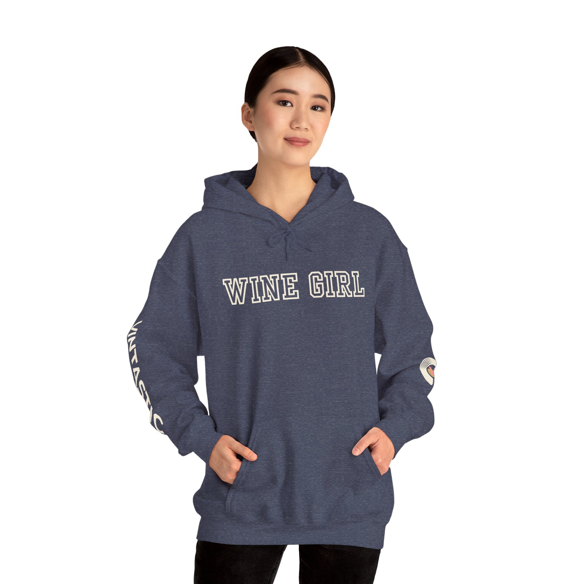 Vintastic Wine Girl Hoodie – Black Unisex Oversized Sweatshirt | Wine Lover Gift