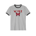 WINE Butterfly Ringer Tee – Retro Wine Lover Graphic