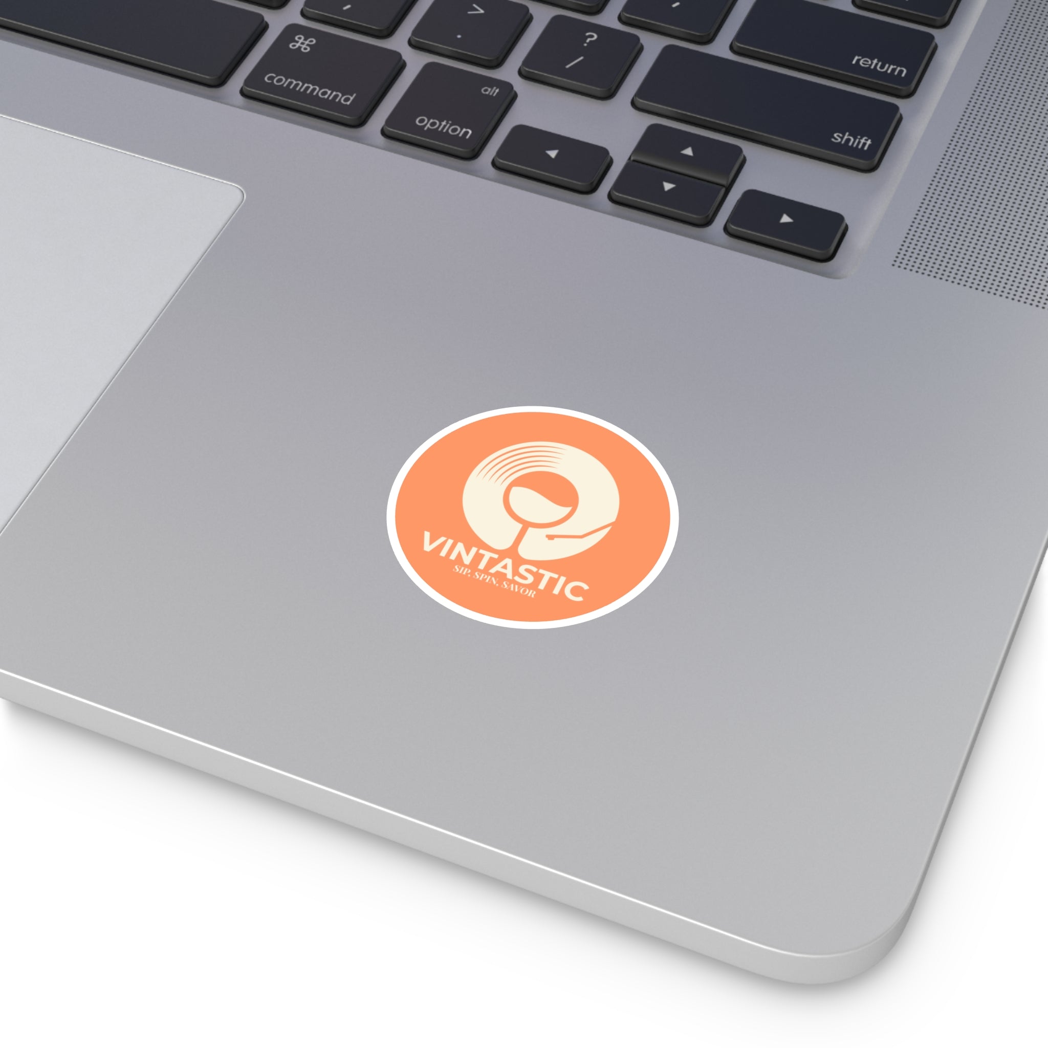 Vintastic Round Sticker — Retro Wine & Vinyl Logo (Indoor/Outdoor)