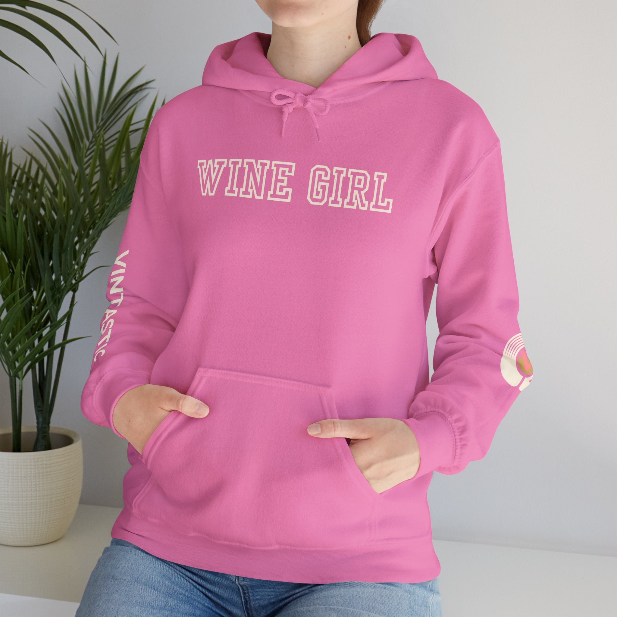 Vintastic Wine Girl Hoodie – Black Unisex Oversized Sweatshirt | Wine Lover Gift