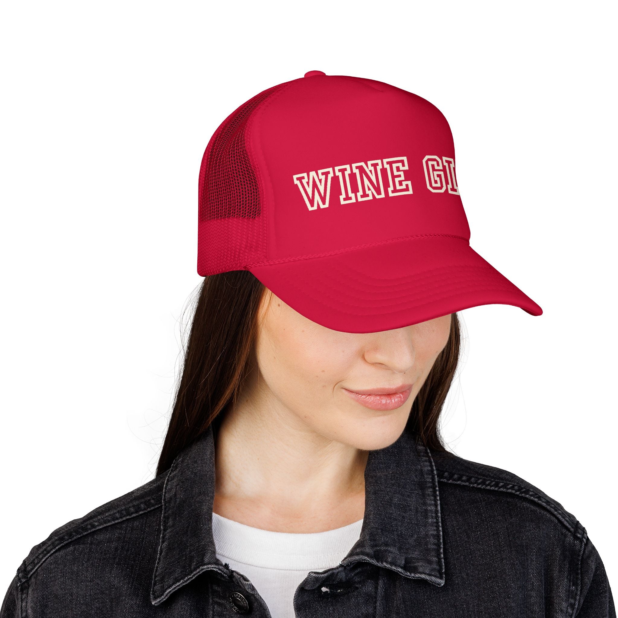 Wine Girl Trucker Cap -by  Vintastic Designs