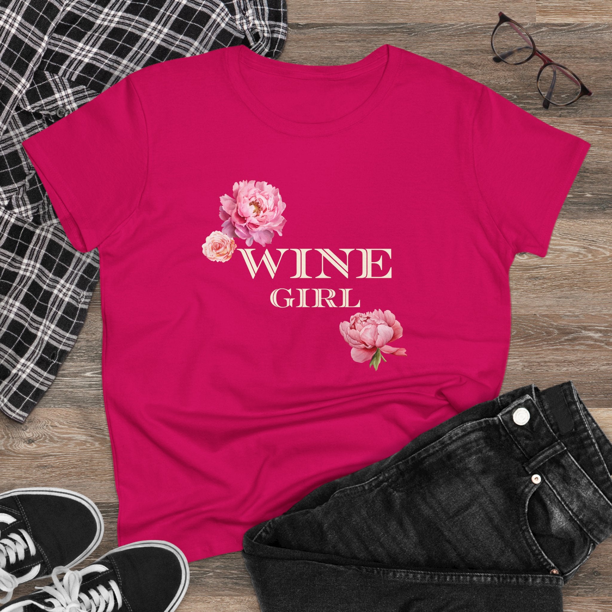 Wine Girl Floral Women's Tee - Perfect for Wine Lovers