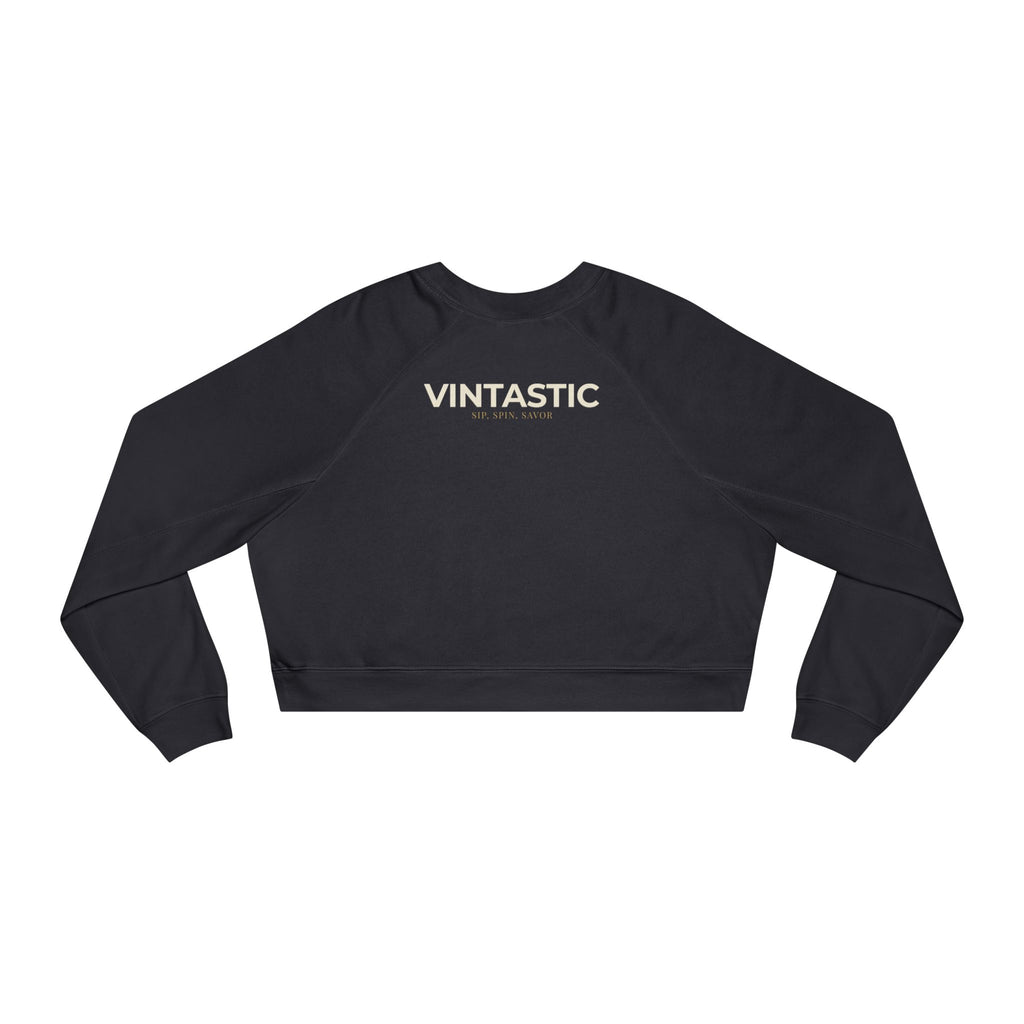Cropped Pullover — "Champagne Vintastic" Retro Wine Graphic