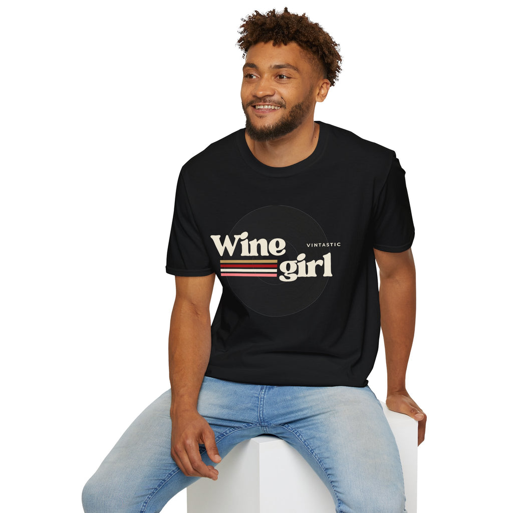 Wine Girl T-Shirt — Vintage Retro Striped Graphic Tee