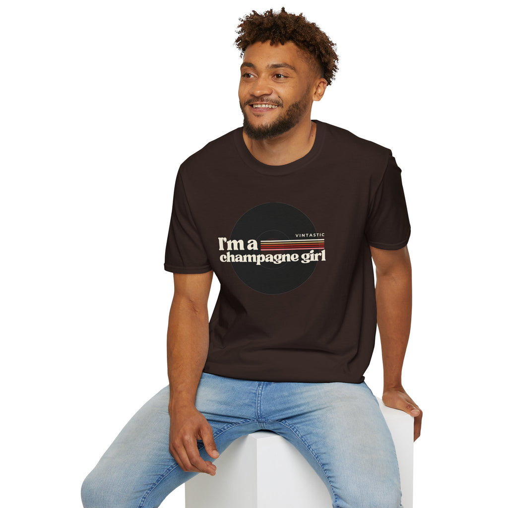 I’m a Champagne Girl Tee – Retro Vinyl Design | Vintastic Wine & Bubbly Collection