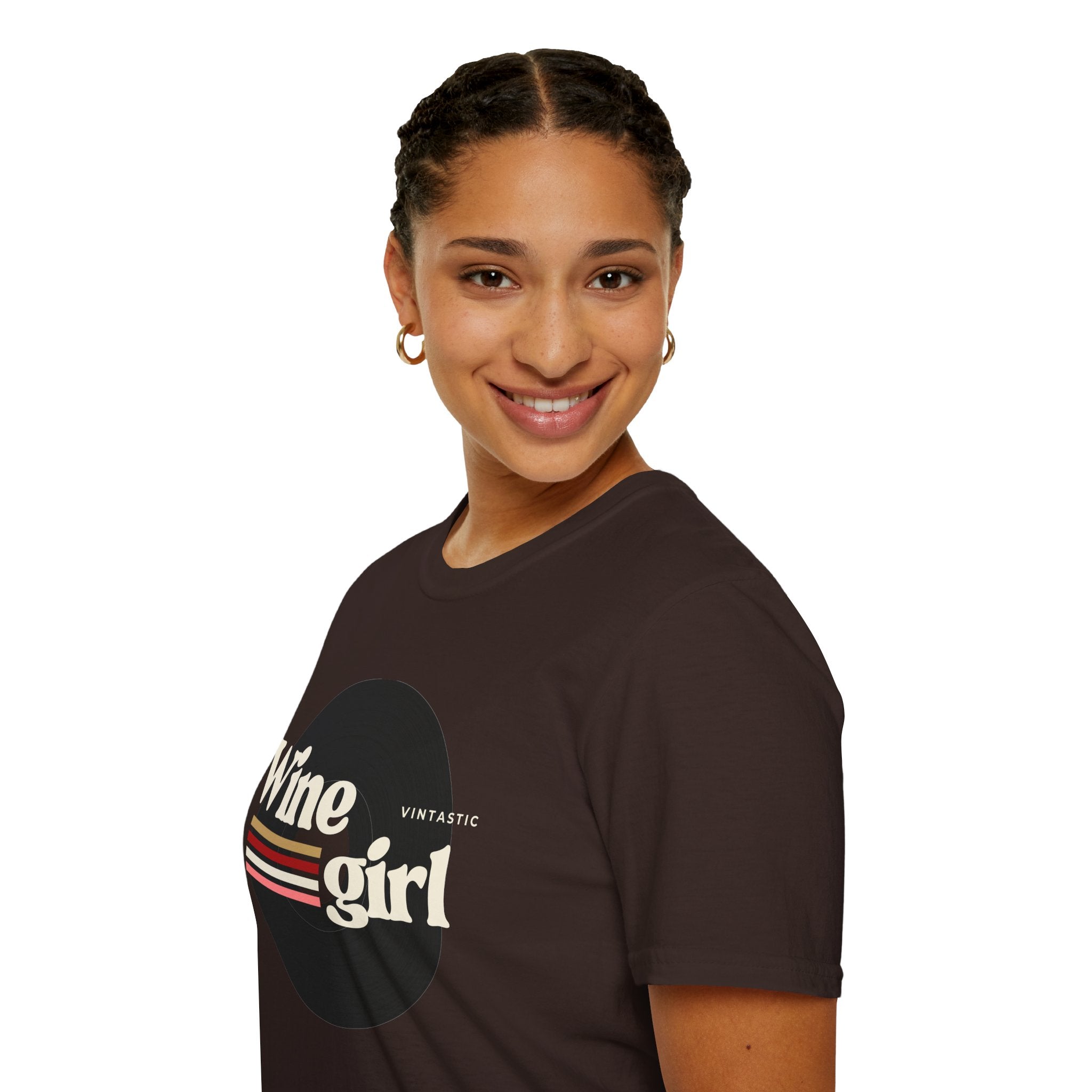 Wine Girl T-Shirt — Vintage Retro Striped Graphic Tee