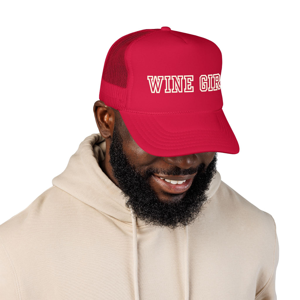 Wine Girl Trucker Cap -by  Vintastic Designs