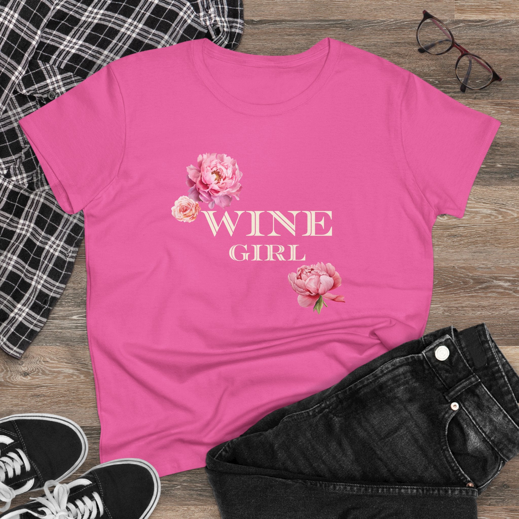 Wine Girl Floral Women's Tee - Perfect for Wine Lovers