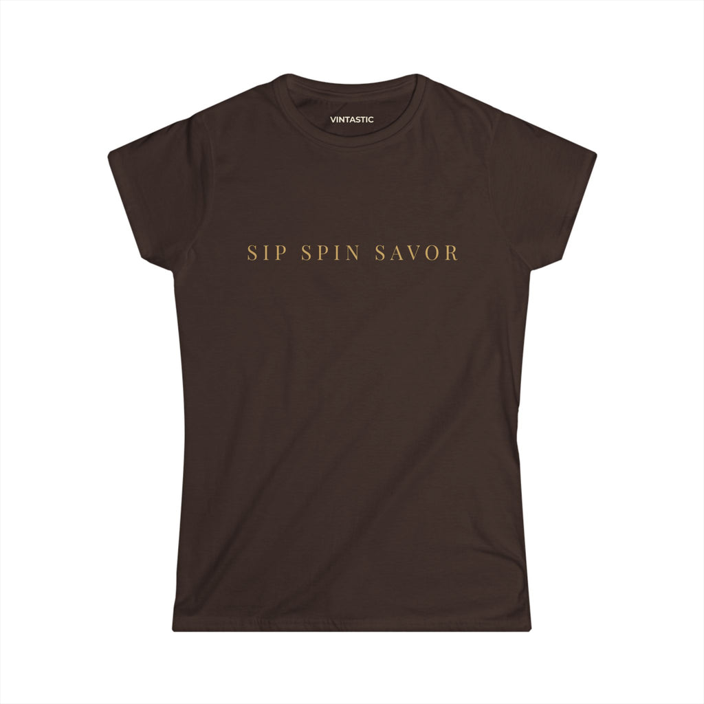 Vintastic Wine Tee — "Sip Sip Savor" Women's Graphic T-Shirt