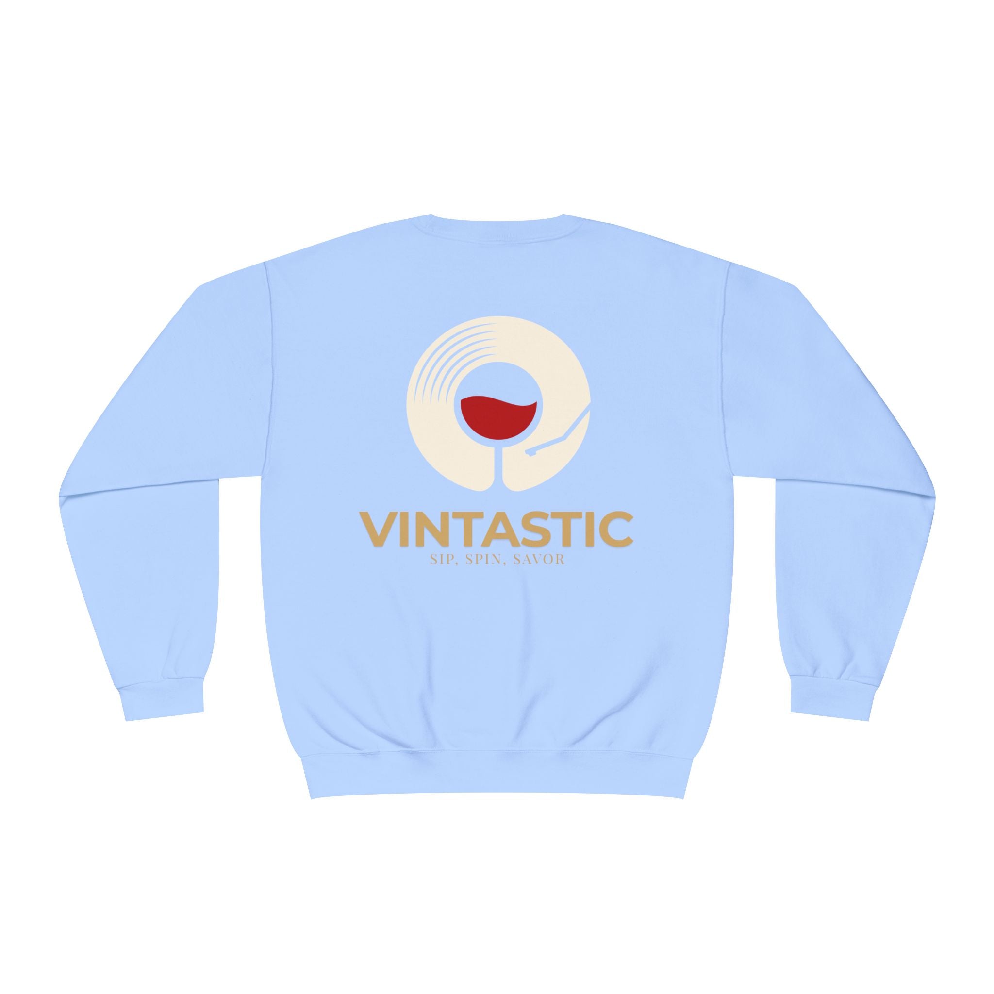 Vintastic Crewneck Sweatshirt — 'Sip Spin Savor' Wine Lover Pullover