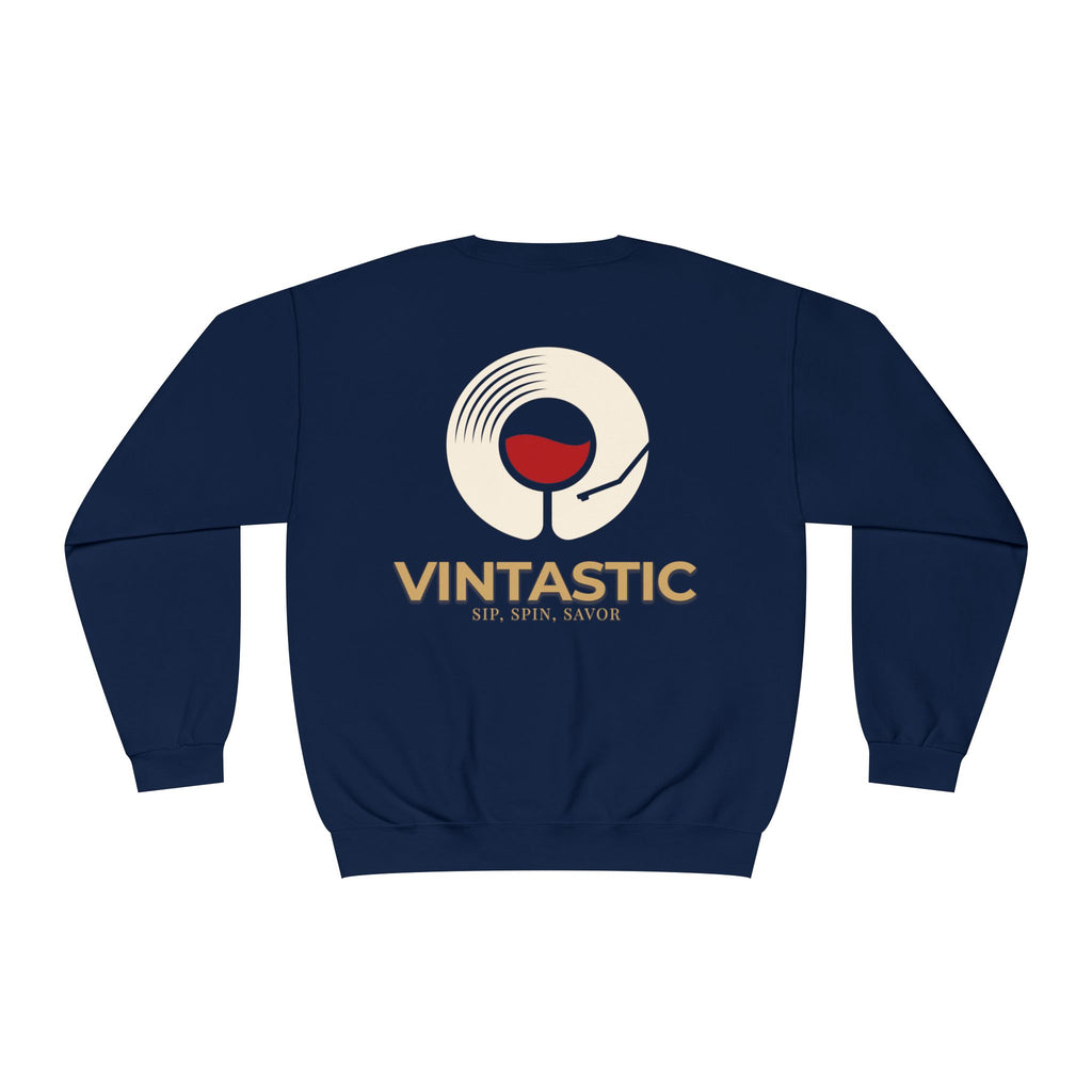 Vintastic Crewneck Sweatshirt — 'Sip Spin Savor' Wine Lover Pullover