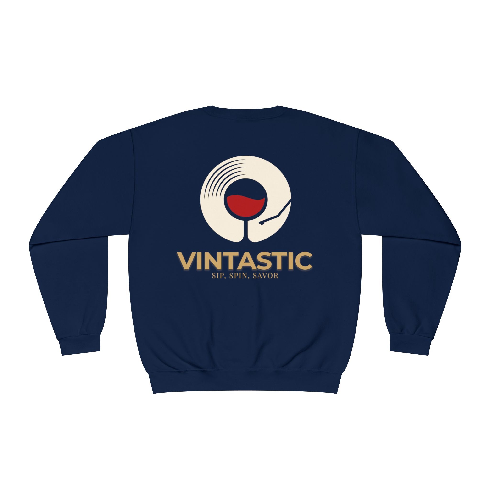 Vintastic Crewneck Sweatshirt — 'Sip Spin Savor' Wine Lover Pullover