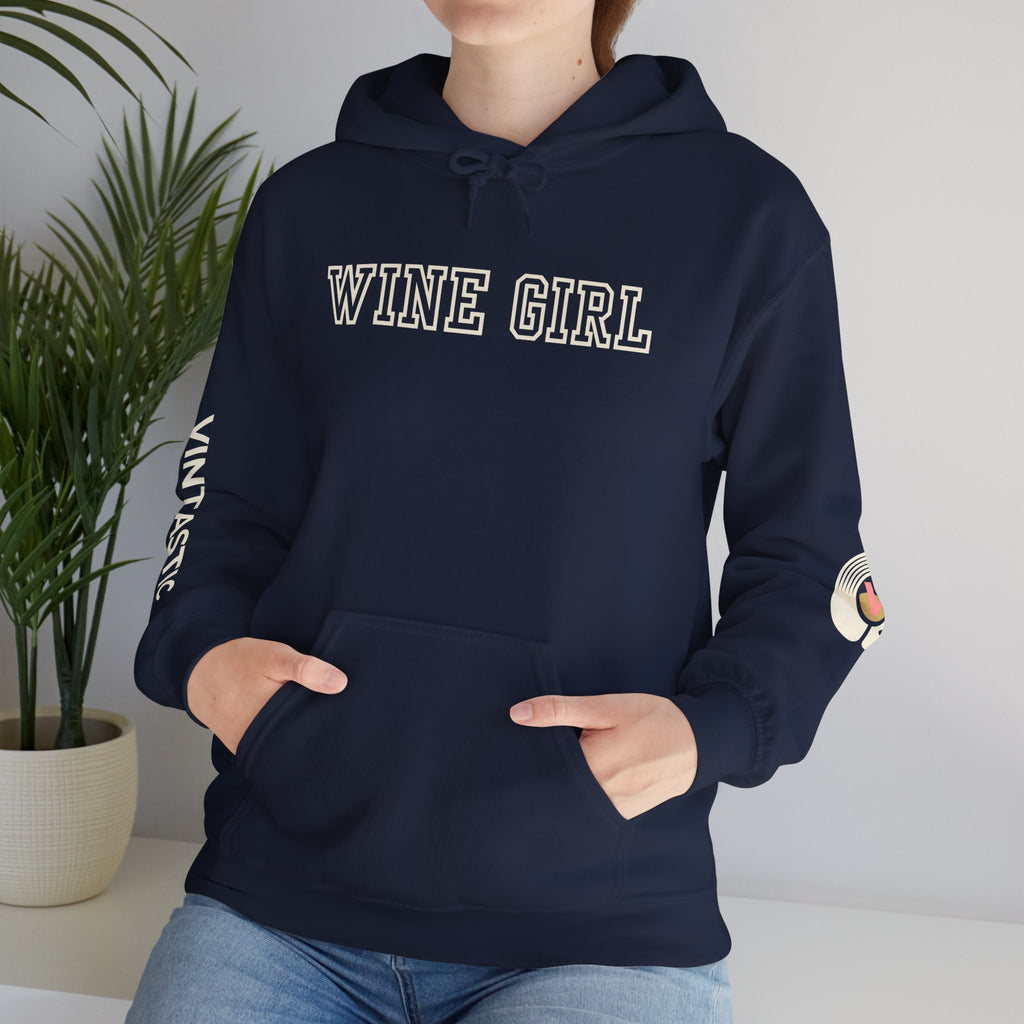 Vintastic Wine Girl Hoodie – Black Unisex Oversized Sweatshirt | Wine Lover Gift